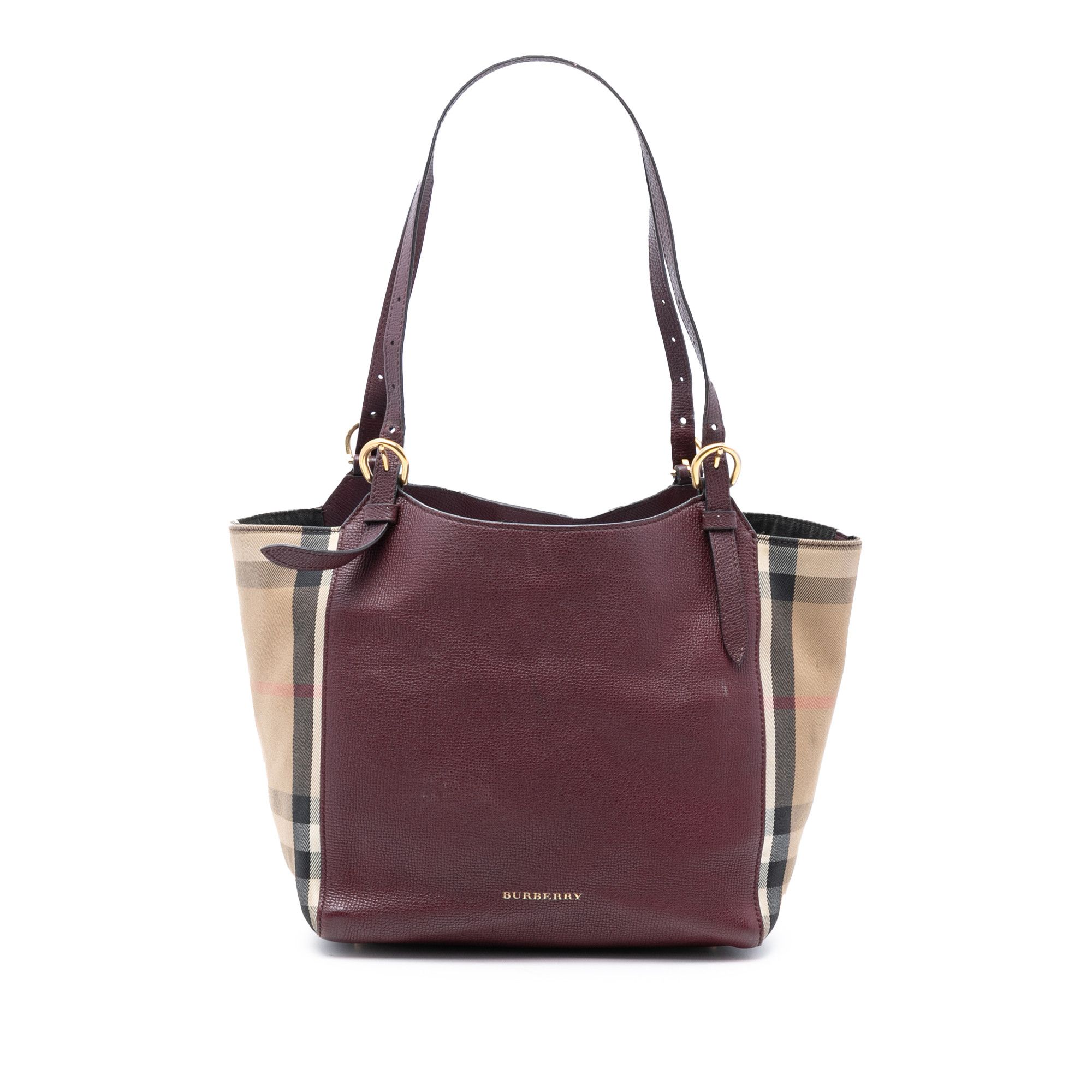 Burberry Burberry Small Leather and House Check Canvas Canterbury Tote Size ONE SIZE - 1 Thumbnail