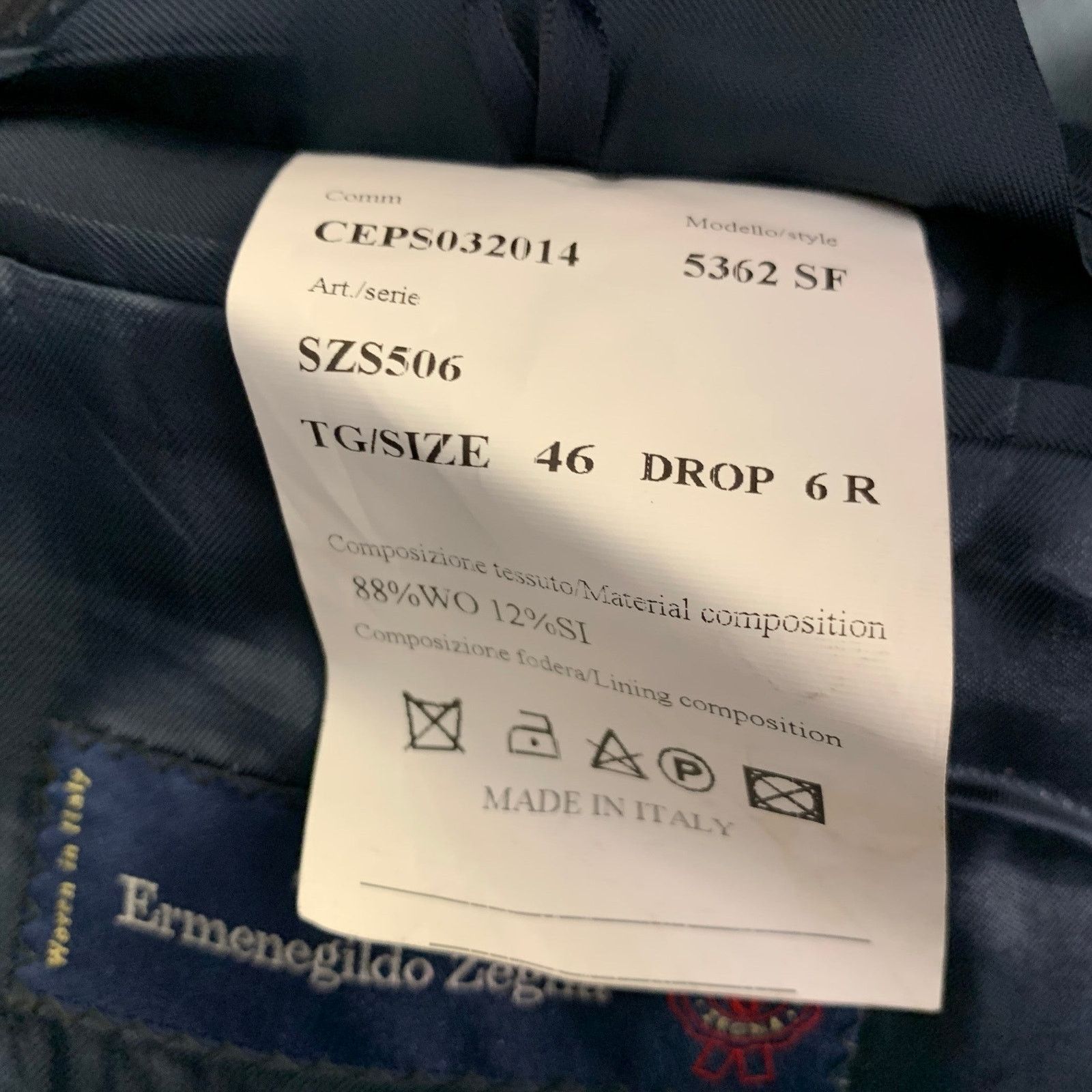 Ermenegildo Zegna Size 46 Navy Textured Stripe Wool Silk Slim Fit Sport Coat Size 46R - 6 Thumbnail