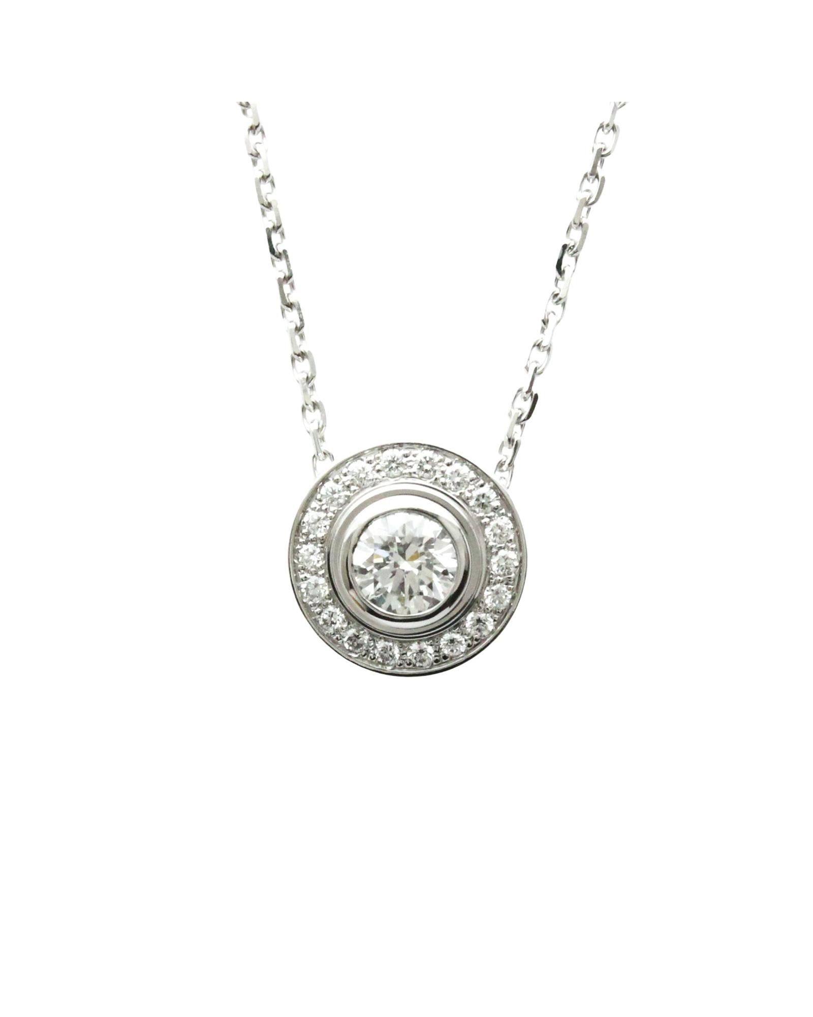 image of Cartier Diamond Pendant Necklace In 18K White Gold in Silver, Women's
