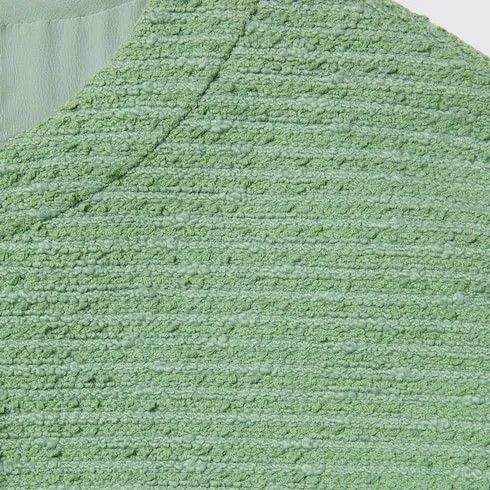 Gucci o1loc1c0226 818278 Cotton Boucle Mini Dress in Green Size M / US 6-8 / IT 42-44 - 4 Thumbnail