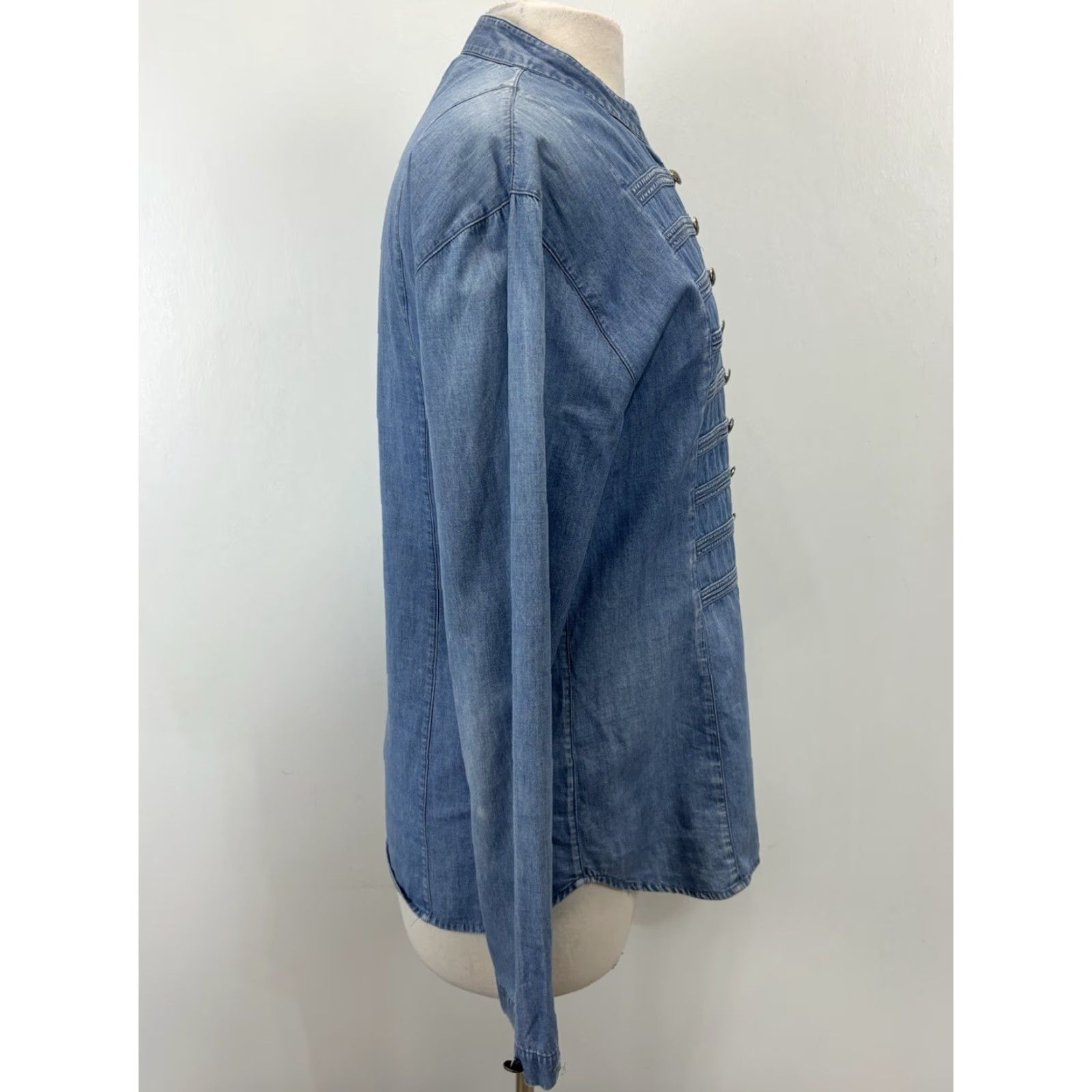 J.McLaughlin J. McLaughlin Chambray Tunic Shirt Sz 14 Women’s Blue Button Up Denim Look Womens Size XL / US 12-14 / IT 48-50 - 4 Thumbnail