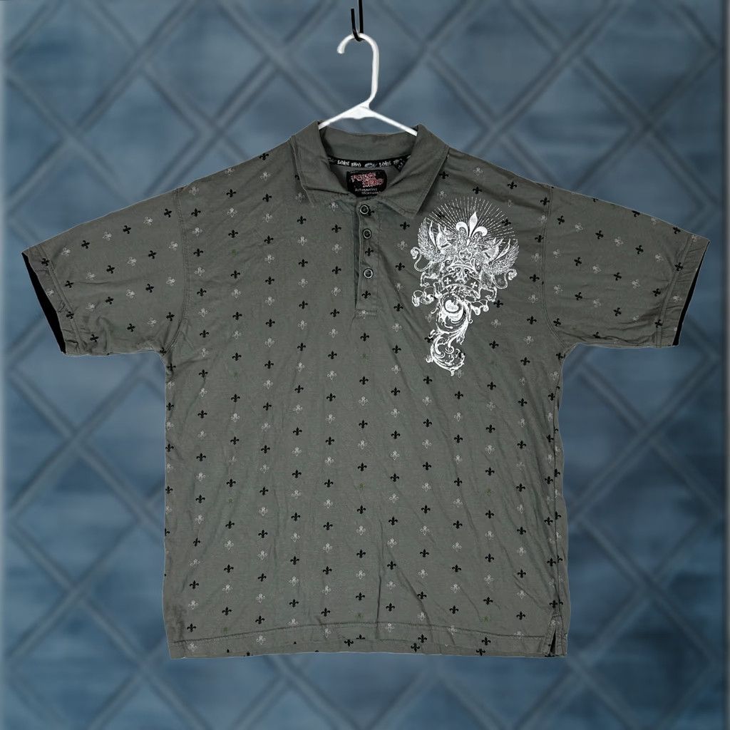 Point Zero Point Zero Polo Shirt Men's XL Gray Fleur De Lis Graphic Shirt Size US XL / EU 56 / 4 - 1 Thumbnail