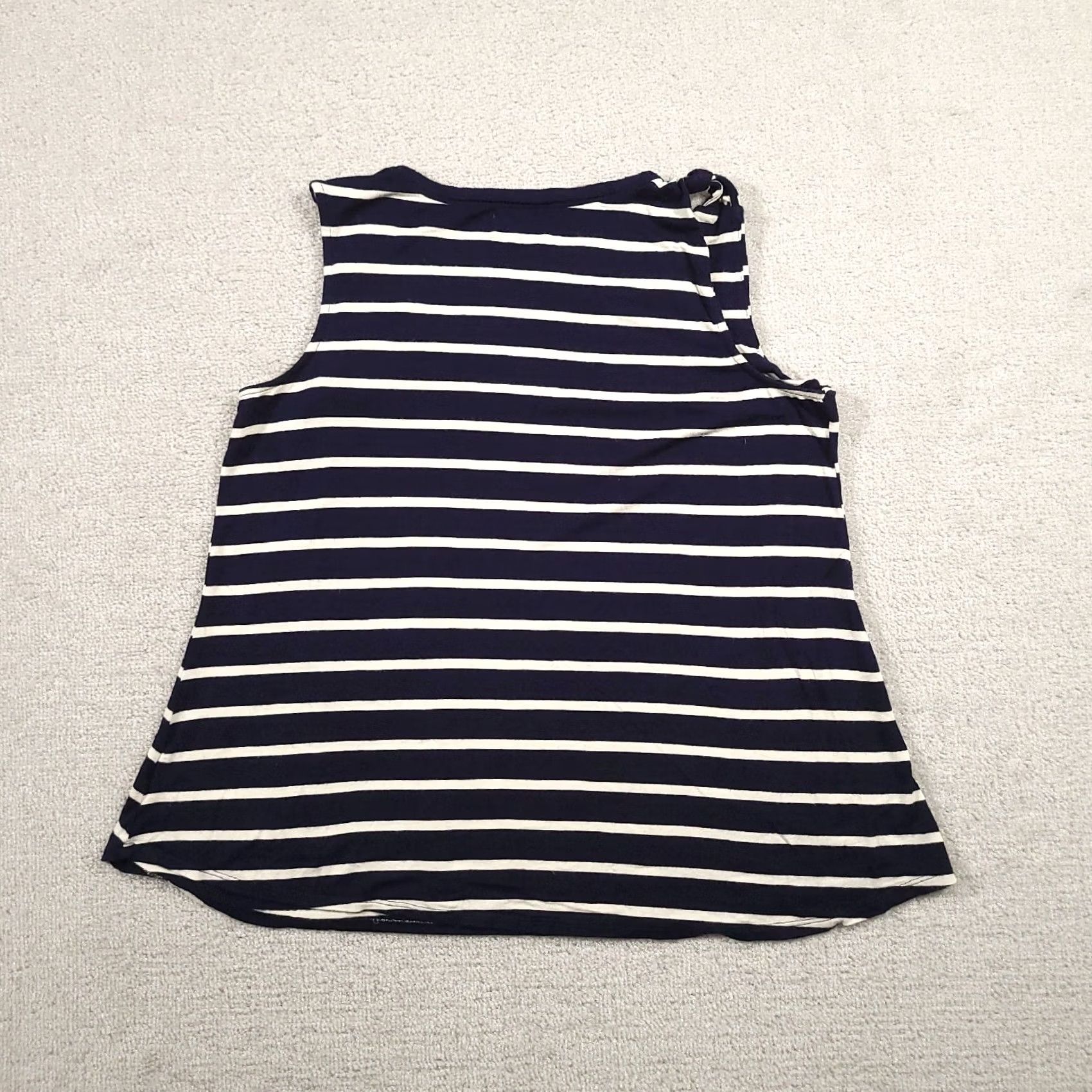 Vintage Maurices 24/7 Tank Top Shirt Womens Large Blue Striped Scoop Neck Stretch Tank Size L / US 10 / IT 46 - 5 Thumbnail