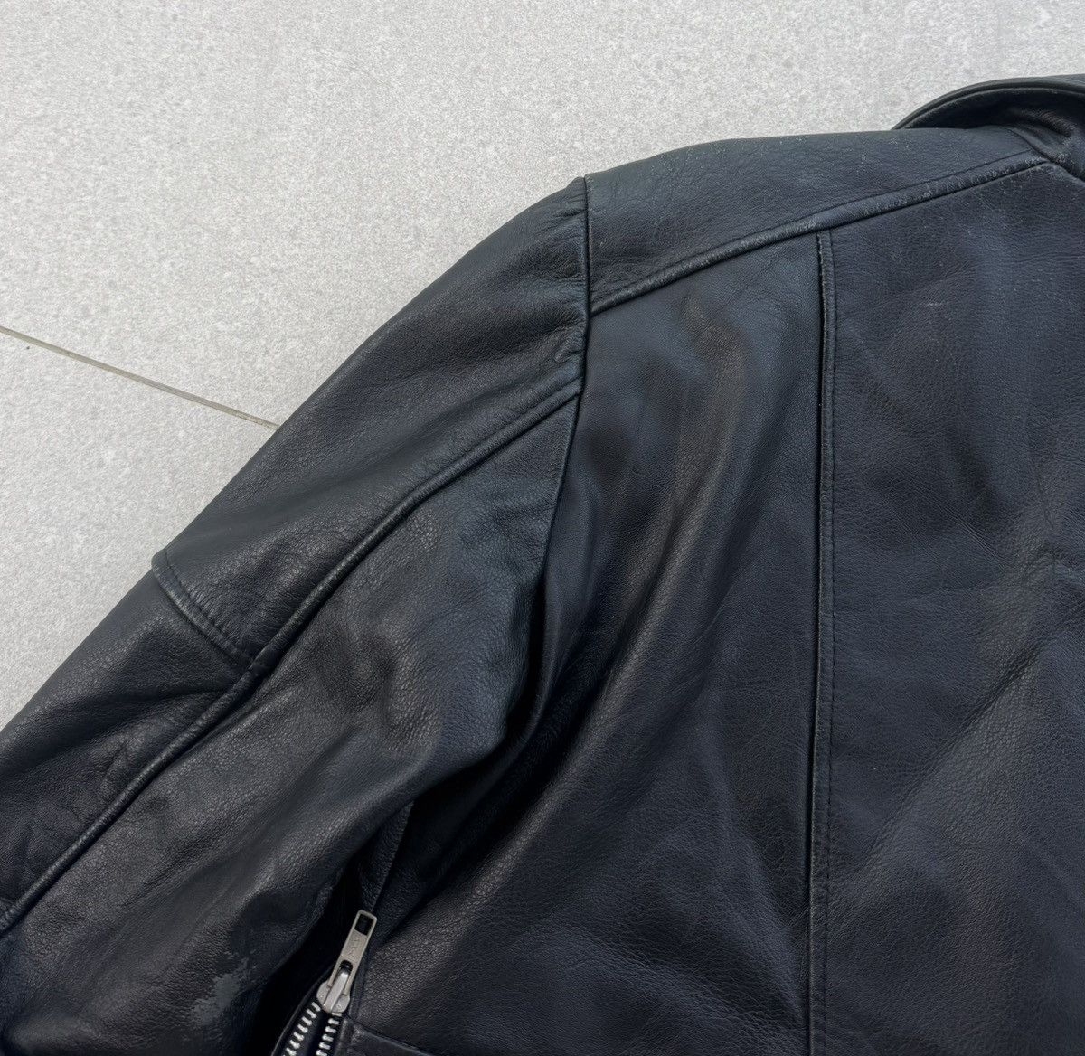 Japanese Brand Vintage KRABPER Genuine Leather Crop Biker Jacket Size M / US 6-8 / IT 42-44 - 7 Thumbnail