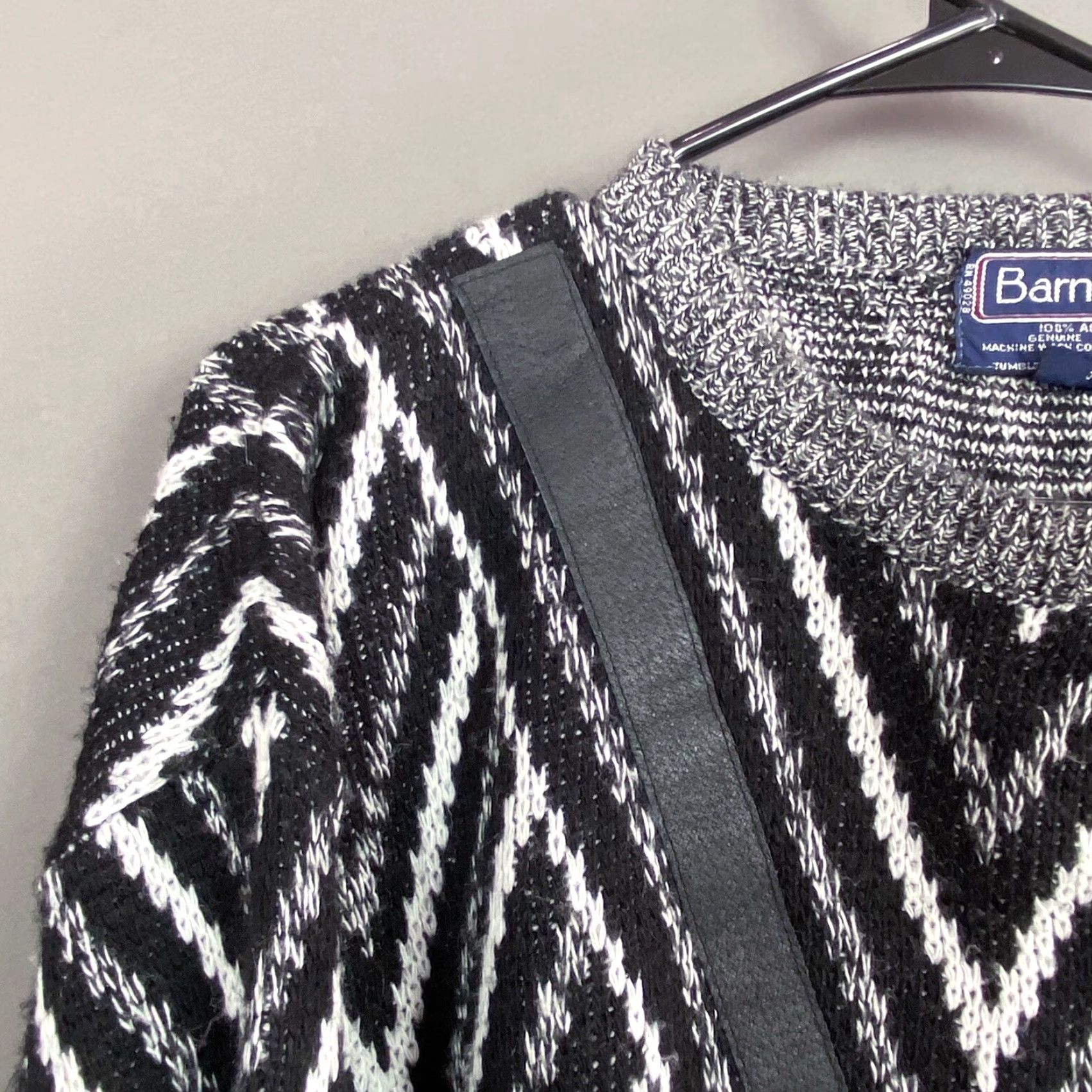 Vintage VINTAGE Barnaby Grunge Black White Leather Crew SweatEr Mens Large Size US L / EU 52-54 / 3 - 2 Thumbnail