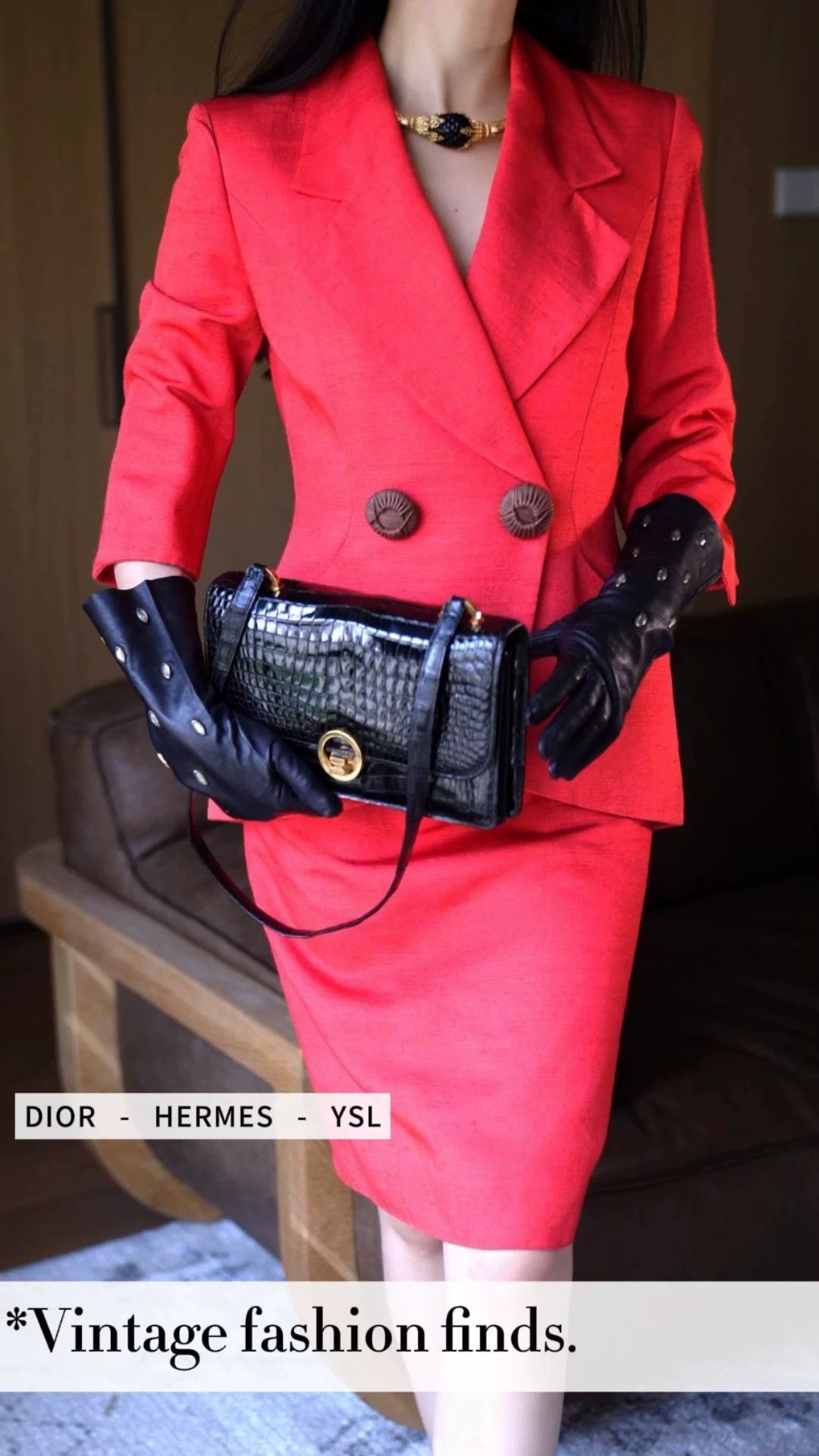 Dior Vintage Dior 1994 SS Runway Silk Red Suit Skirt Set Fr38 S/M Size S / US 4 / IT 40 - 1 Thumbnail
