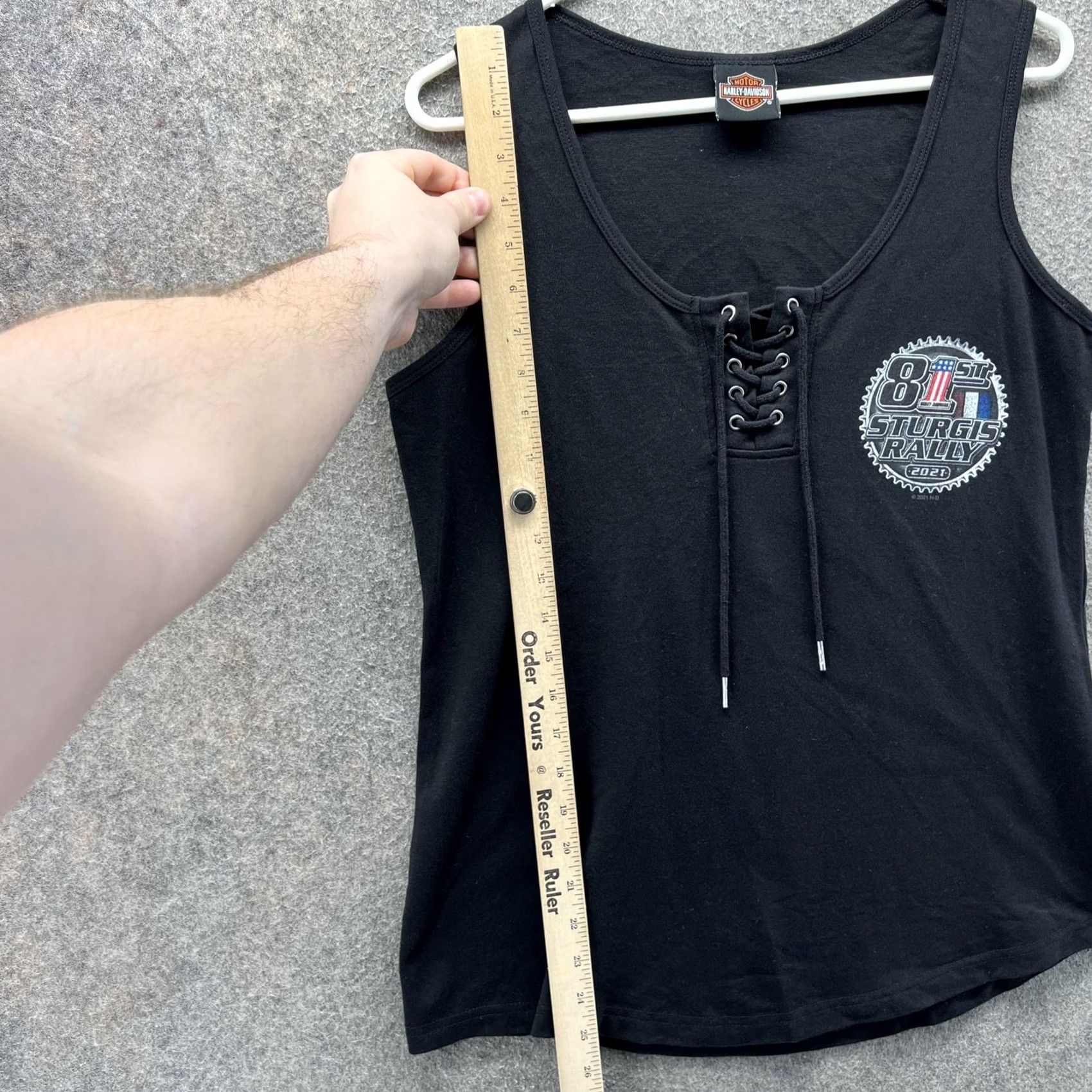 Harley Davidson Harley-Davidson Tank Top Womens Large Black Lace Up 81st Sturgis Rally 2021 Size L / US 10 / IT 46 - 4 Thumbnail