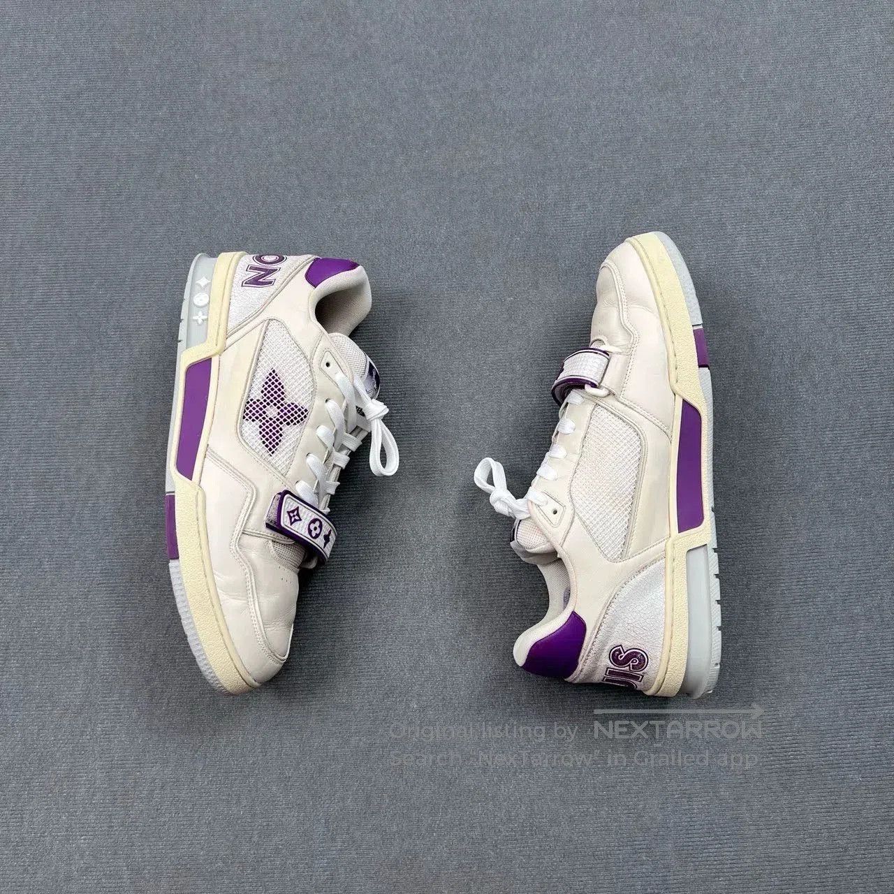 Louis Vuitton Louis Vuitton White Purple Trainer Velcro Sneakers. Size US 10 / EU 43 - 3 Thumbnail