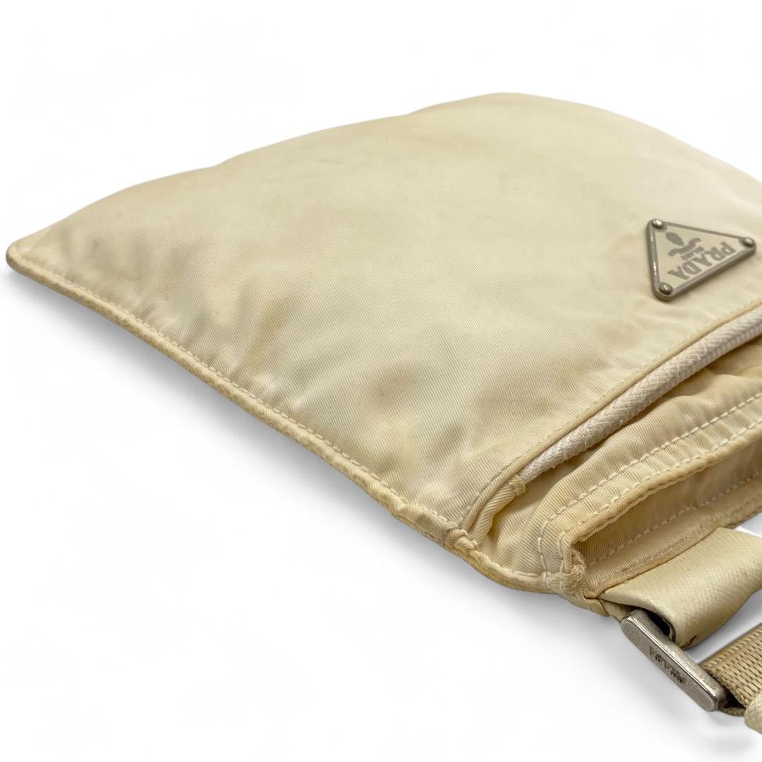 Prada Prada - Beige Handbag Shoulder Bag Nylon Triangle Logo Plate Size ONE SIZE - 4 Thumbnail