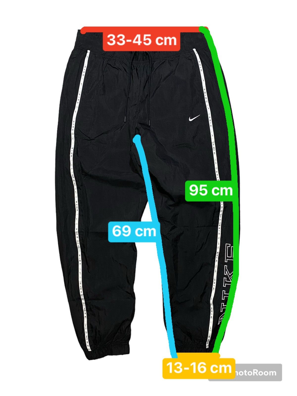 Nike × Vintage Nike swoosh Nylon Track Pants Sweatpants black womens M Size 26" / US 2 / IT 38 - 21 Thumbnail