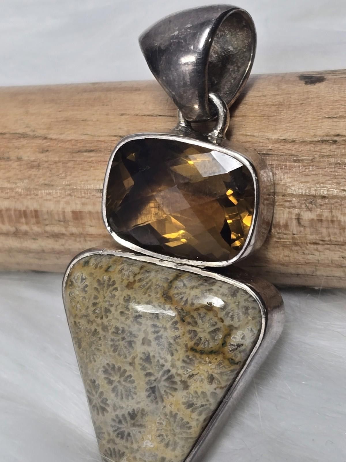 Other Sajen SJ 925 Silver Fossil Coral Orange Garnet Pendant Size ONE SIZE - 4 Thumbnail