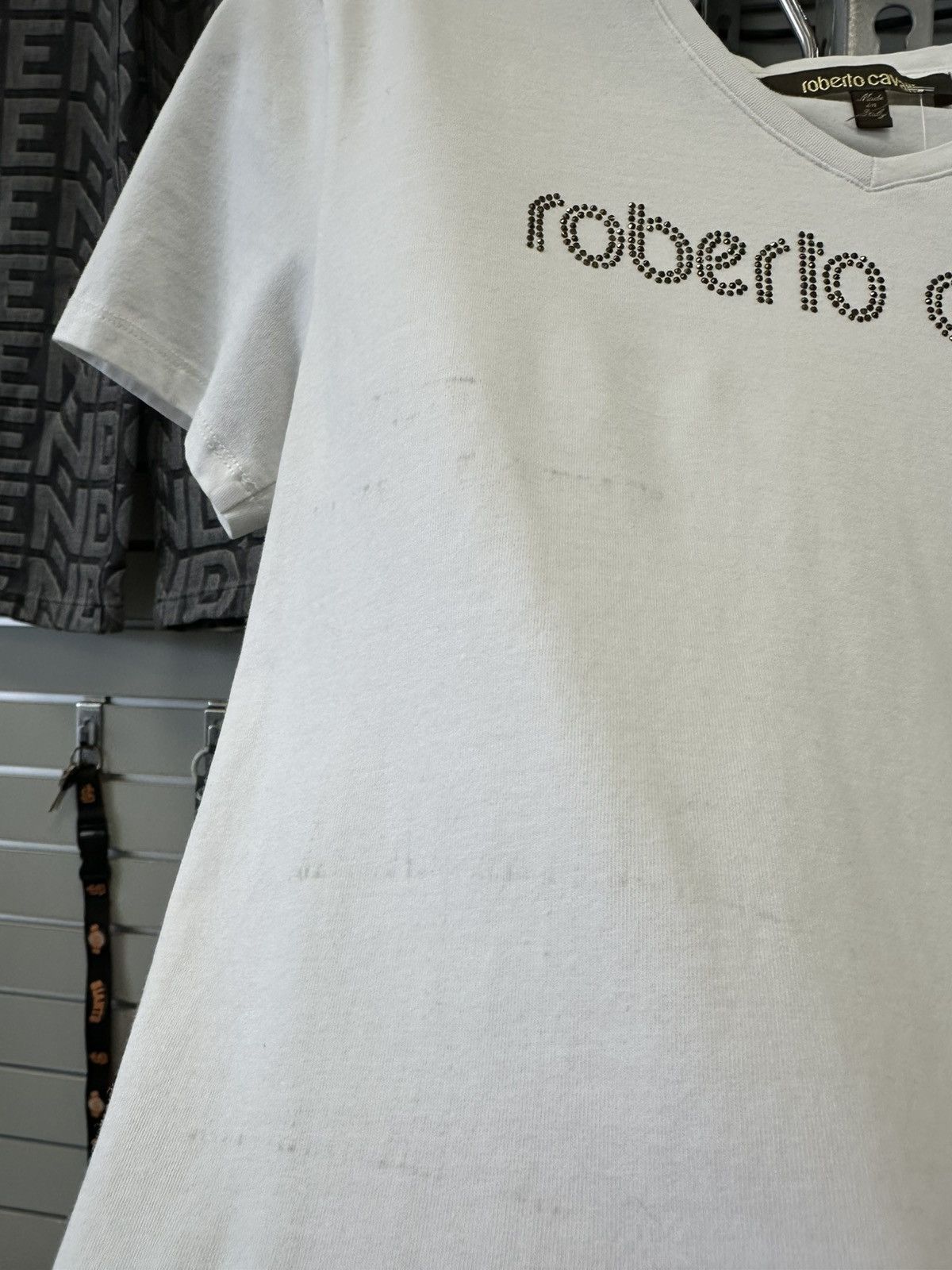 Roberto Cavalli ROBERTO CAVALLI MAINLINE RHINESTONE LOGO TEE SHIRT Size M / US 6-8 / IT 42-44 - 3 Thumbnail