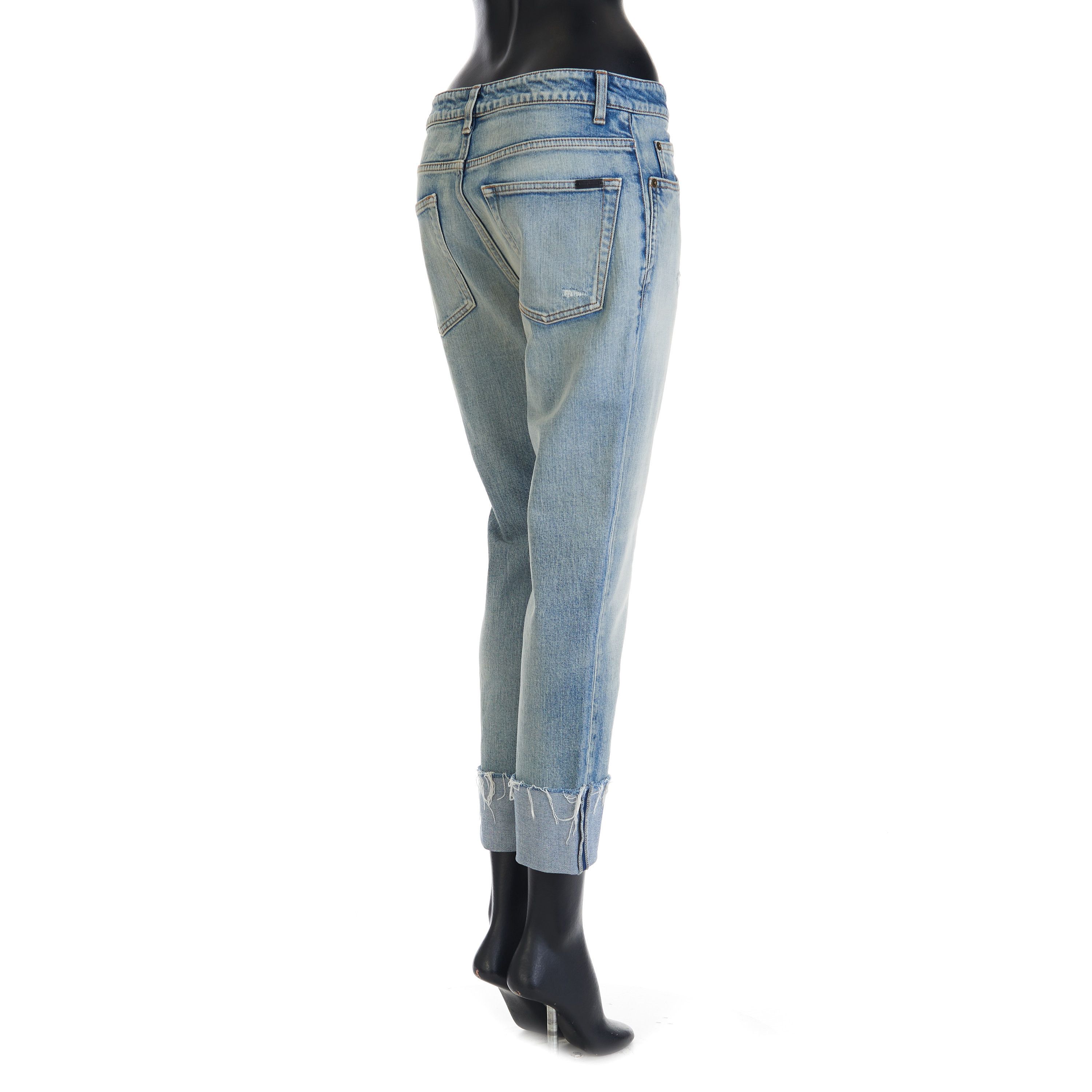Saint Laurent Paris Skinny Mid-Waist Jeans In Santa Monica Blue Denim Size 29" - 6 Thumbnail