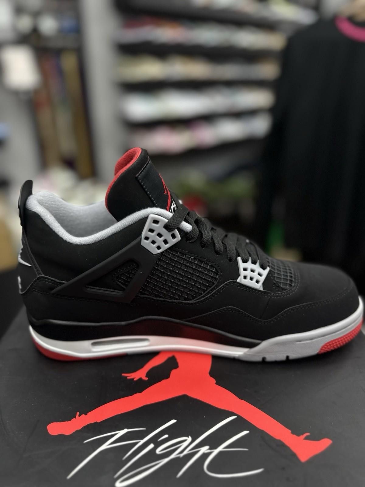 Jordan Brand NEW Nike Air Jordan 4 Retro OG Bred Black Red Shoes 10.5 Size US 10.5 / EU 43-44 - 5 Thumbnail