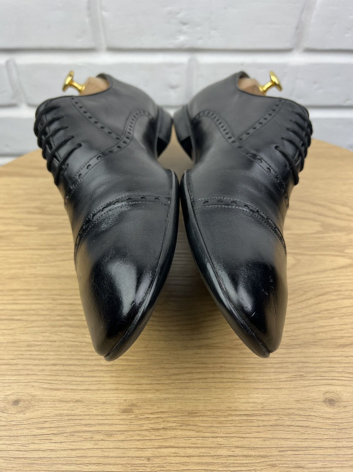 Gucci GUCCI Oxfords Leather Shoes Lace Up Back Logo Black Men’s Size US 10 / EU 43 - 9 Thumbnail