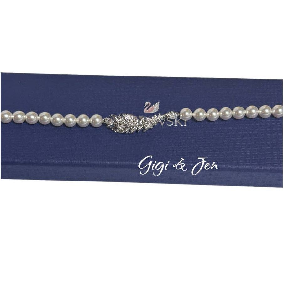 Swarovski Swarovski Nice Pearl Feather Bracelet White, Rhodium plated Size ONE SIZE - 11 Thumbnail