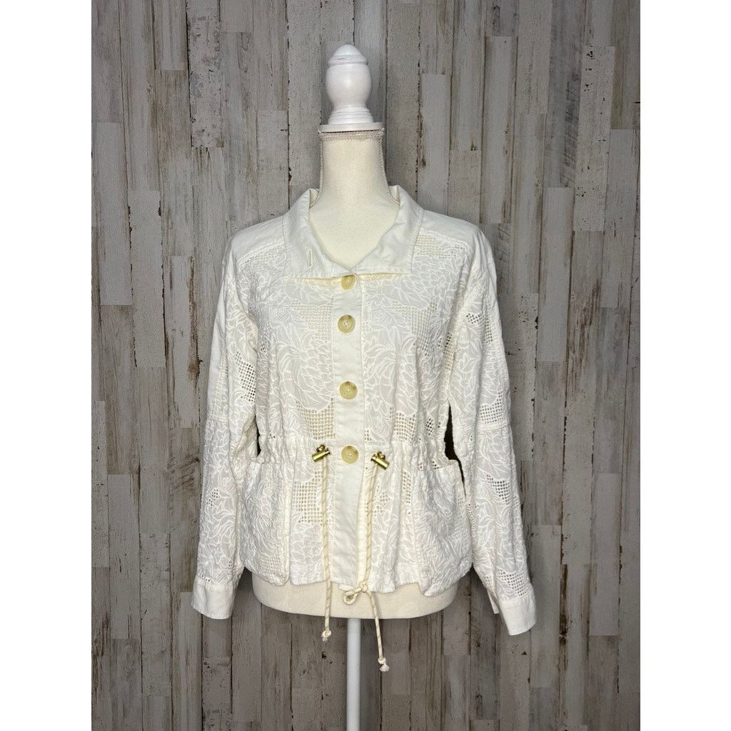Anthropologie NWT Anthropologie Women's XS White Eyelet Anorak Jacket Size XS / US 0-2 / IT 36-38 - 6 Thumbnail