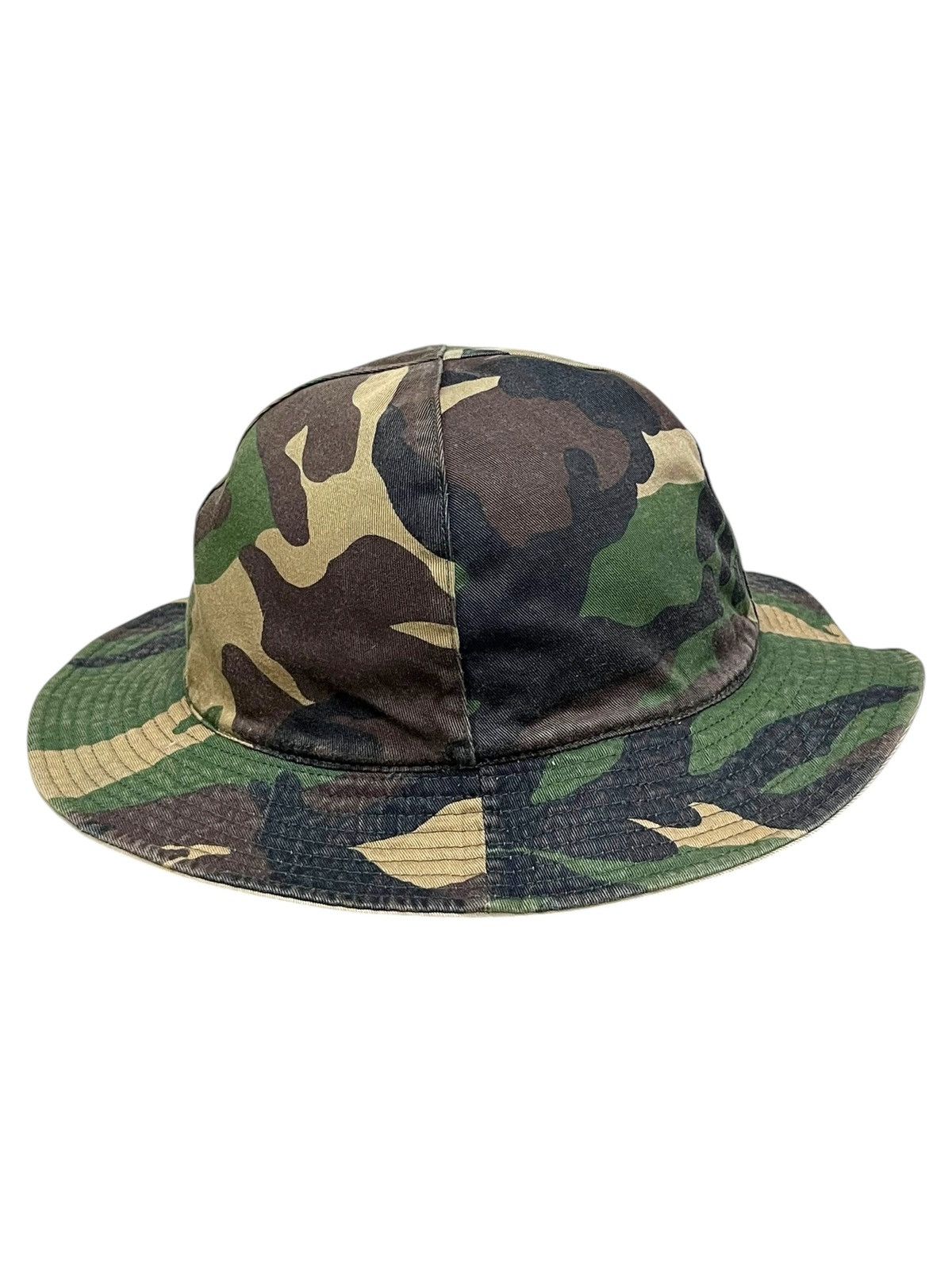 Vintage BEAMS JAPAN Green Camo 4 Panel Reversible Bucket Hat