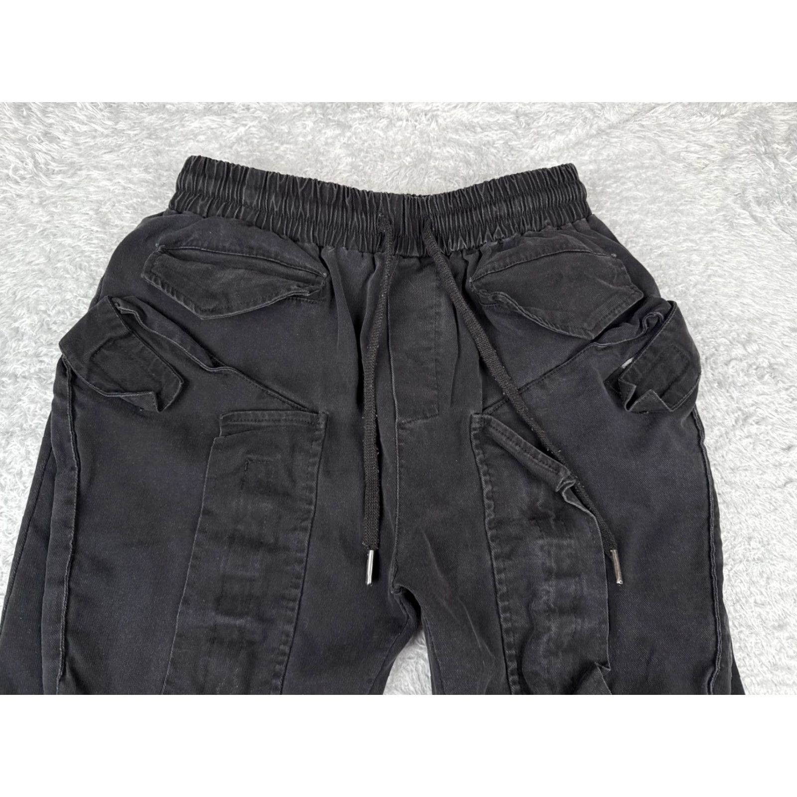 Vintage XVTU Pants Women Small Black Cargo Jogger Tapered Cotton High Rise 28x25 Size 28" / US 6 / IT 42 - 4 Thumbnail