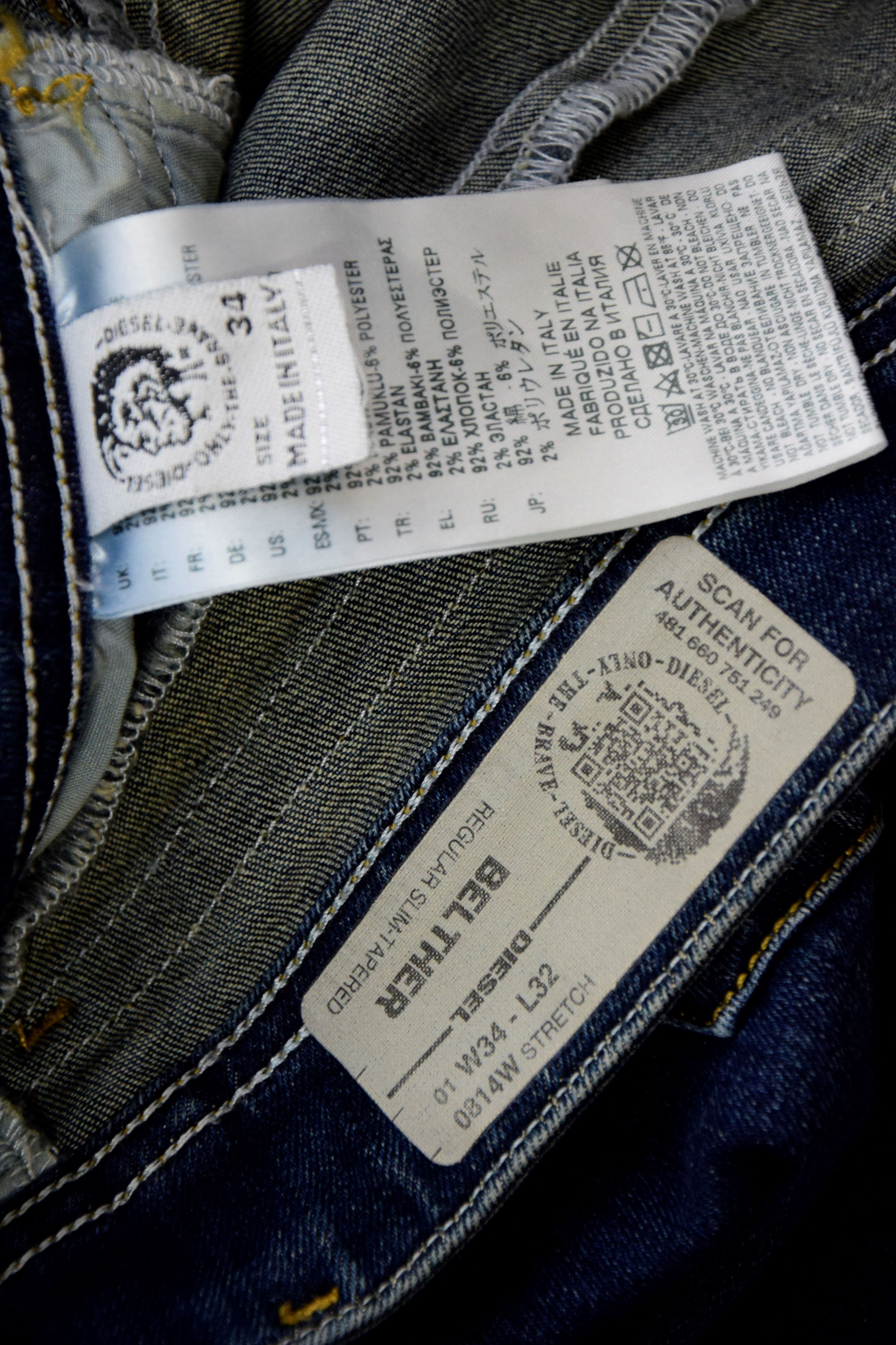 Diesel Diesel BELTHER Reg Slim Tapered 34x32 Wash 0814W Size US 34 / EU 50 - 9 Thumbnail