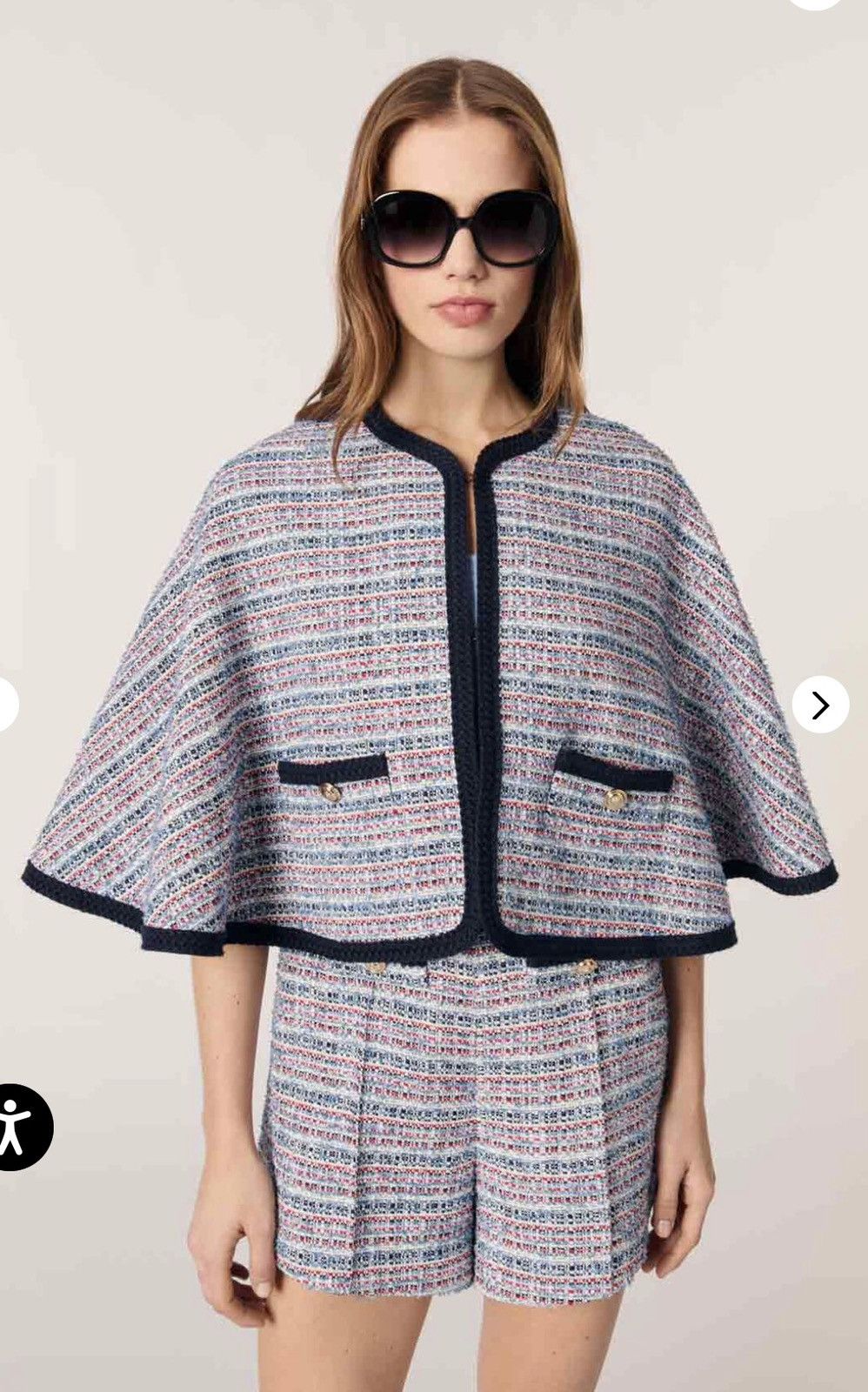 Maje New Maje Tweed cape with contrasting trim Size M / US 6-8 / IT 42-44 - 14 Thumbnail