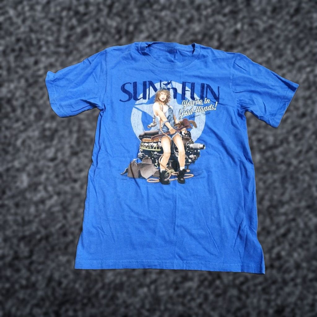 Vintage VINTAGE WOMEN'S T-SHIRT SHIRT Sun N Fun Fly In Lakeland FL Souvenir Air Show Blue S Small Womens Size S / US 4 / IT 40 - 1 Thumbnail