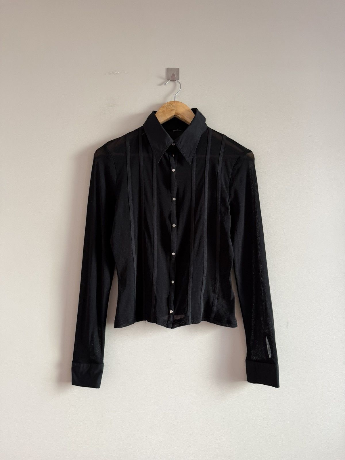 Vintage Sheer Black Fitted Blouse Mesh Button Shirt Size S / US 4 / IT 40 - 1 Thumbnail