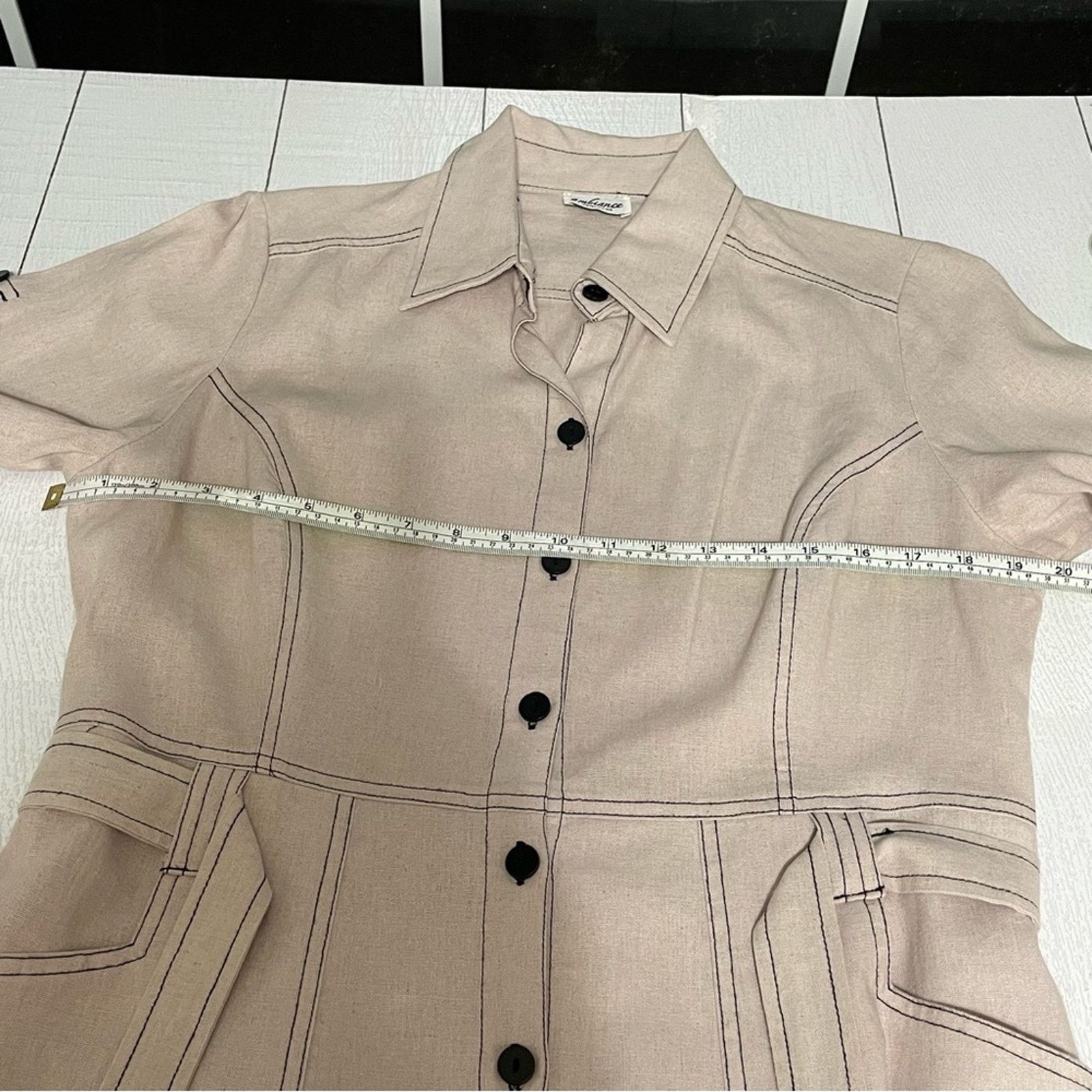 Other Ambiance Apparel Tan Linen Blend Shirt Dress 10 Size L / US 10 / IT 46 - 8 Thumbnail