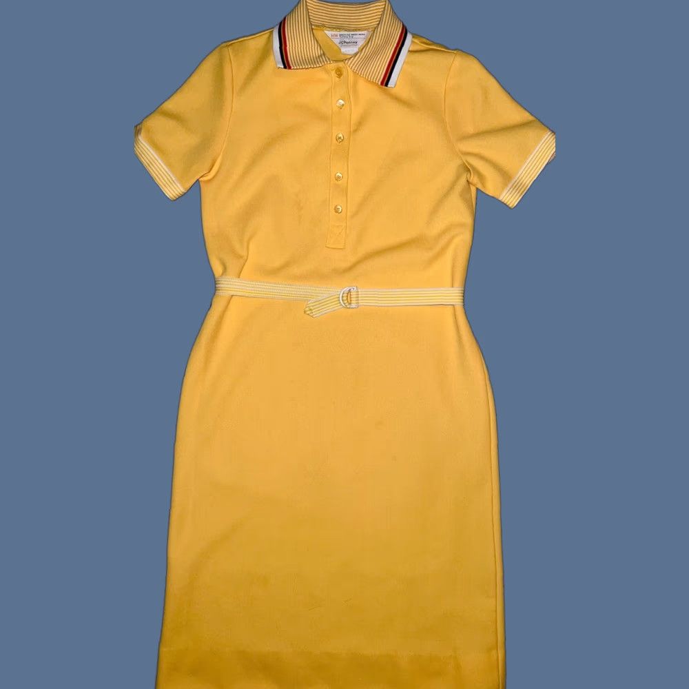 Vintage VINTAGE JC Penney Fashions Pique Collared Belt Shift Waitress Hostess Dress 9/10 Size L / US 10 / IT 46 - 1 Thumbnail