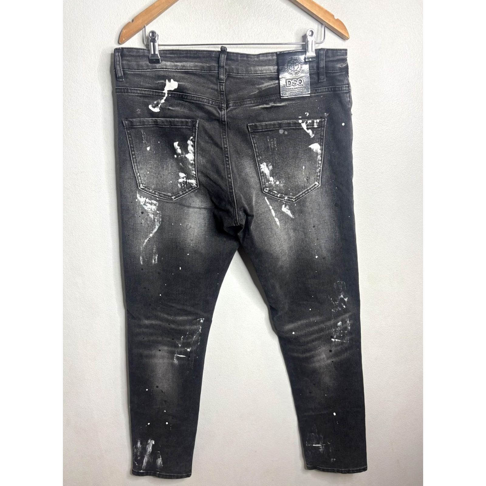 Dsquared2 Dsquared2 Jeans Mens 36x31 Slim Skinny Distressed Denim Paint Splatter Gray Charcoal Wash Pockets Size US 36 / EU 52 - 4 Thumbnail