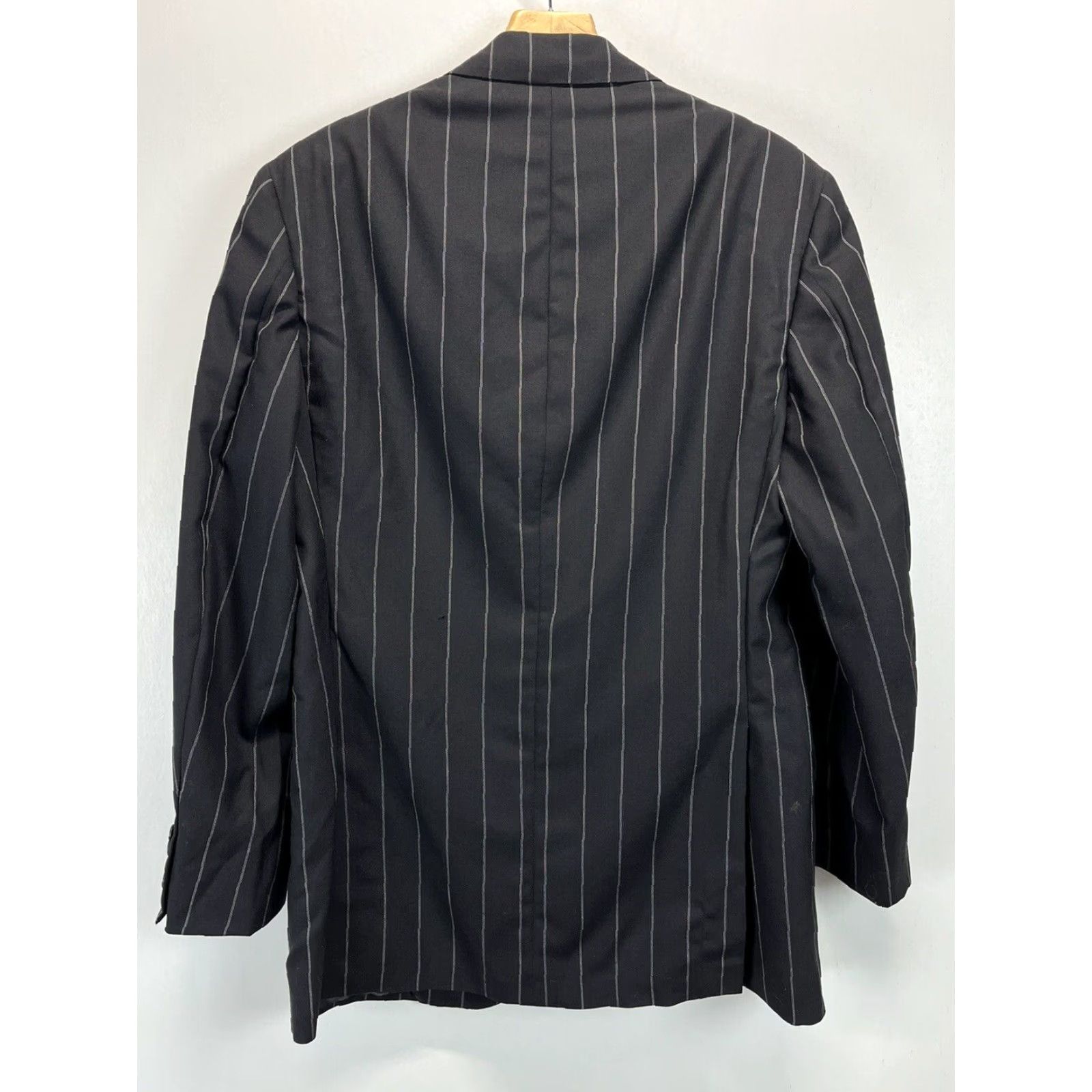 Vintage VINTAGE Edgar Pomeroy Suit 2 Piece 42L Black Pinstripe USA Mens *Flaw* Size 42R - 4 Thumbnail