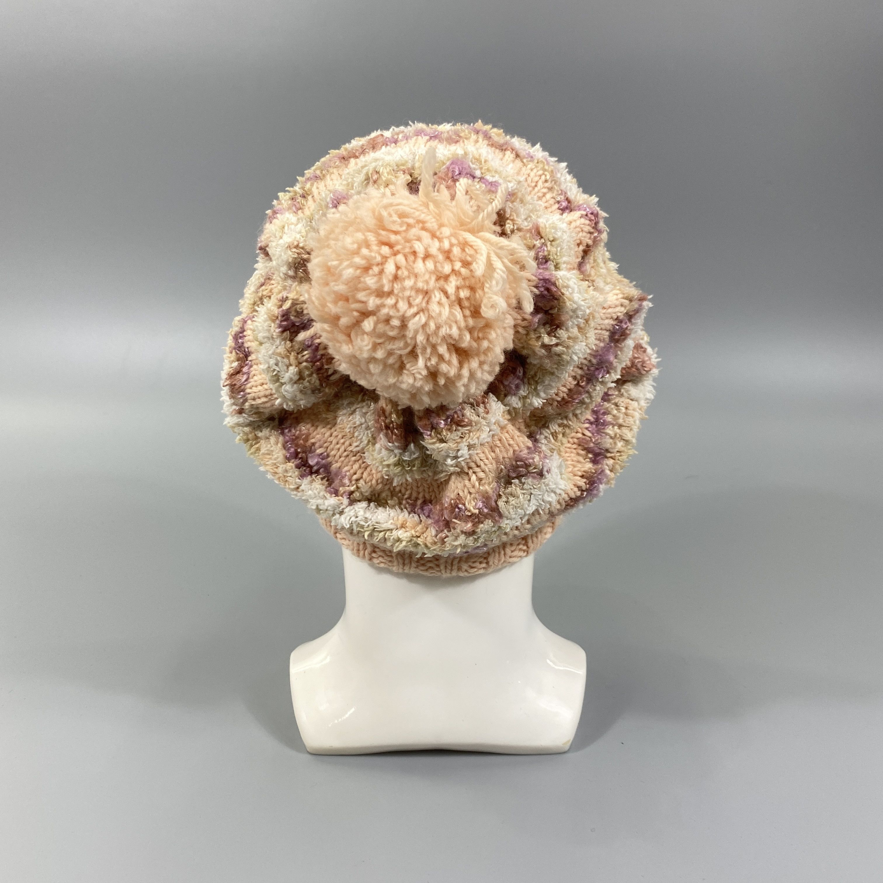 Japanese Brand Beanie with Puffy Knit With Pompom -BN743 Size ONE SIZE - 3 Thumbnail