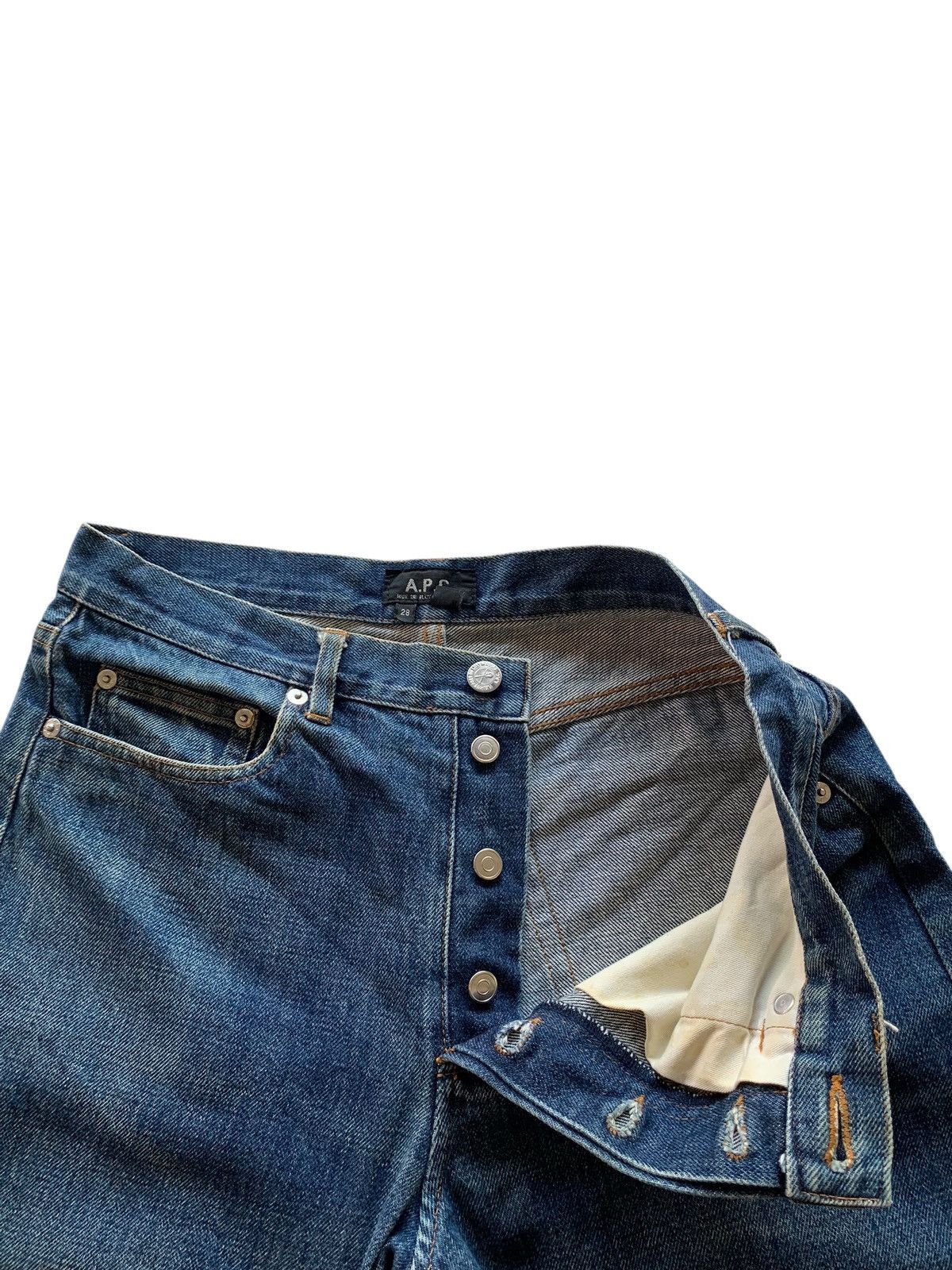 A.P.C. A.P.C SELVEDGE FADED & RUSTY JAPANESE DISTRESSED DENIM Size US 30 / EU 46 - 12 Thumbnail
