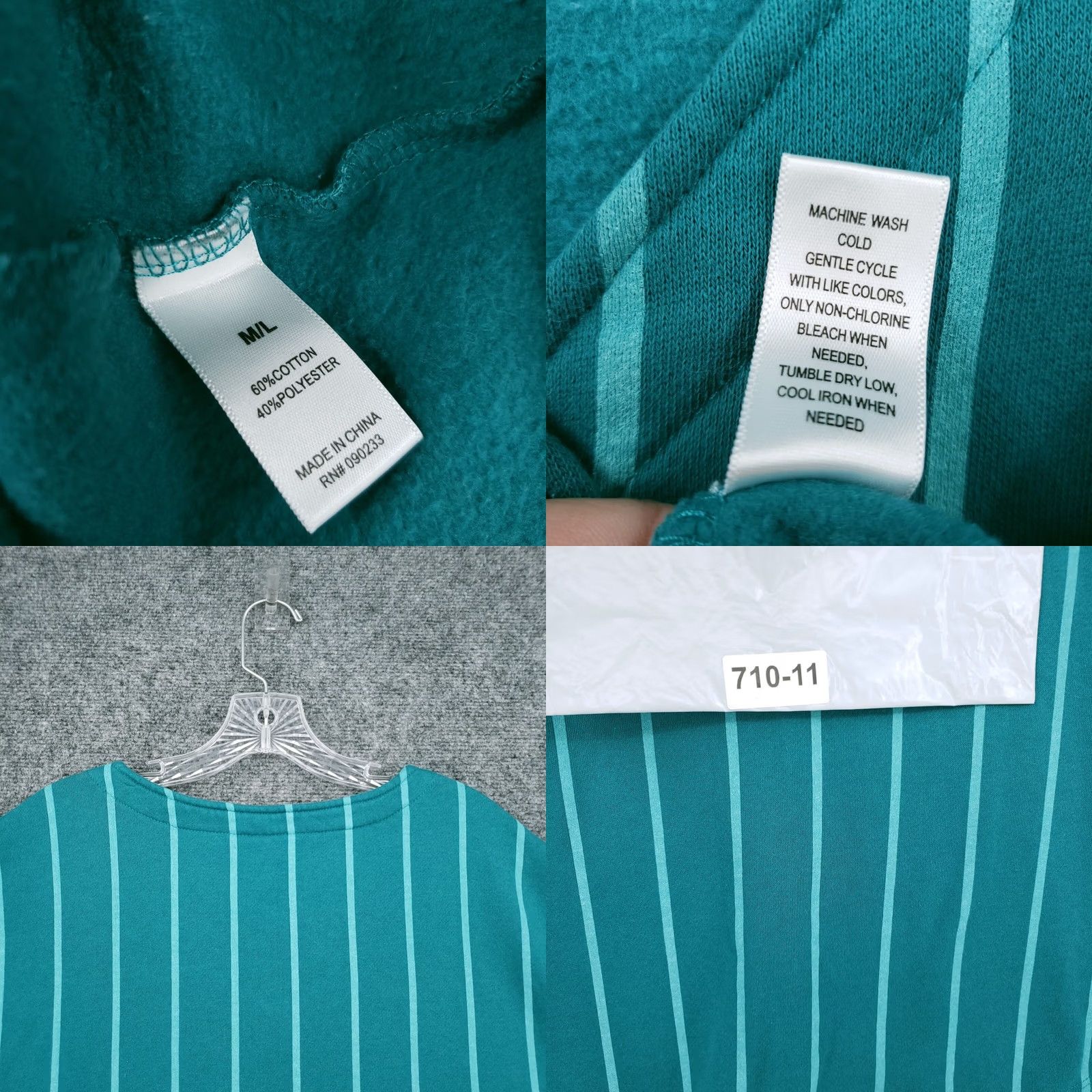Pacsun PacSun Sweatshirt Womens M/L Teal Green Hawaii Varsity Oversized V Neck Striped Size M / US 6-8 / IT 42-44 - 8 Thumbnail