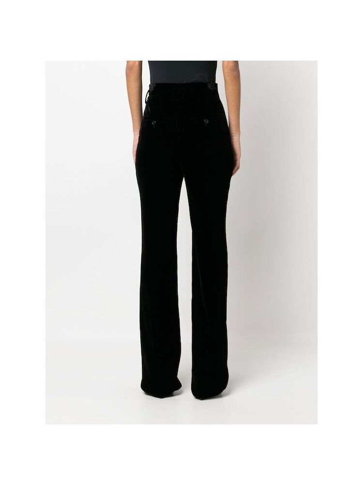 Saint Laurent Paris o1s1wg111124 High-Waisted Pants in Velvet in Black Size 26" / US 2 / IT 38 - 4 Thumbnail