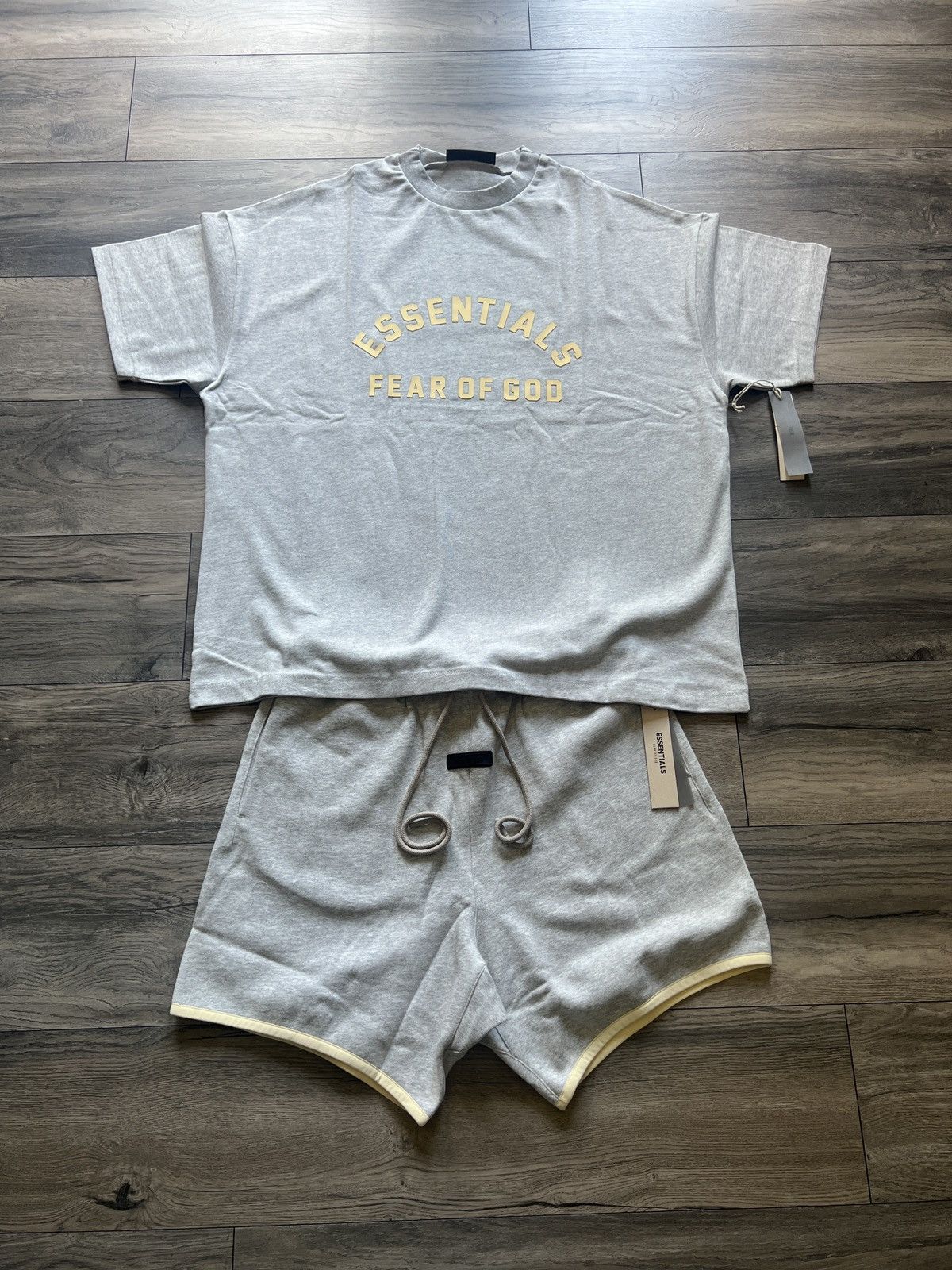 image of Essentials Light Heather Tshirt - Shorts Set in Grey, Men's (Size Small)