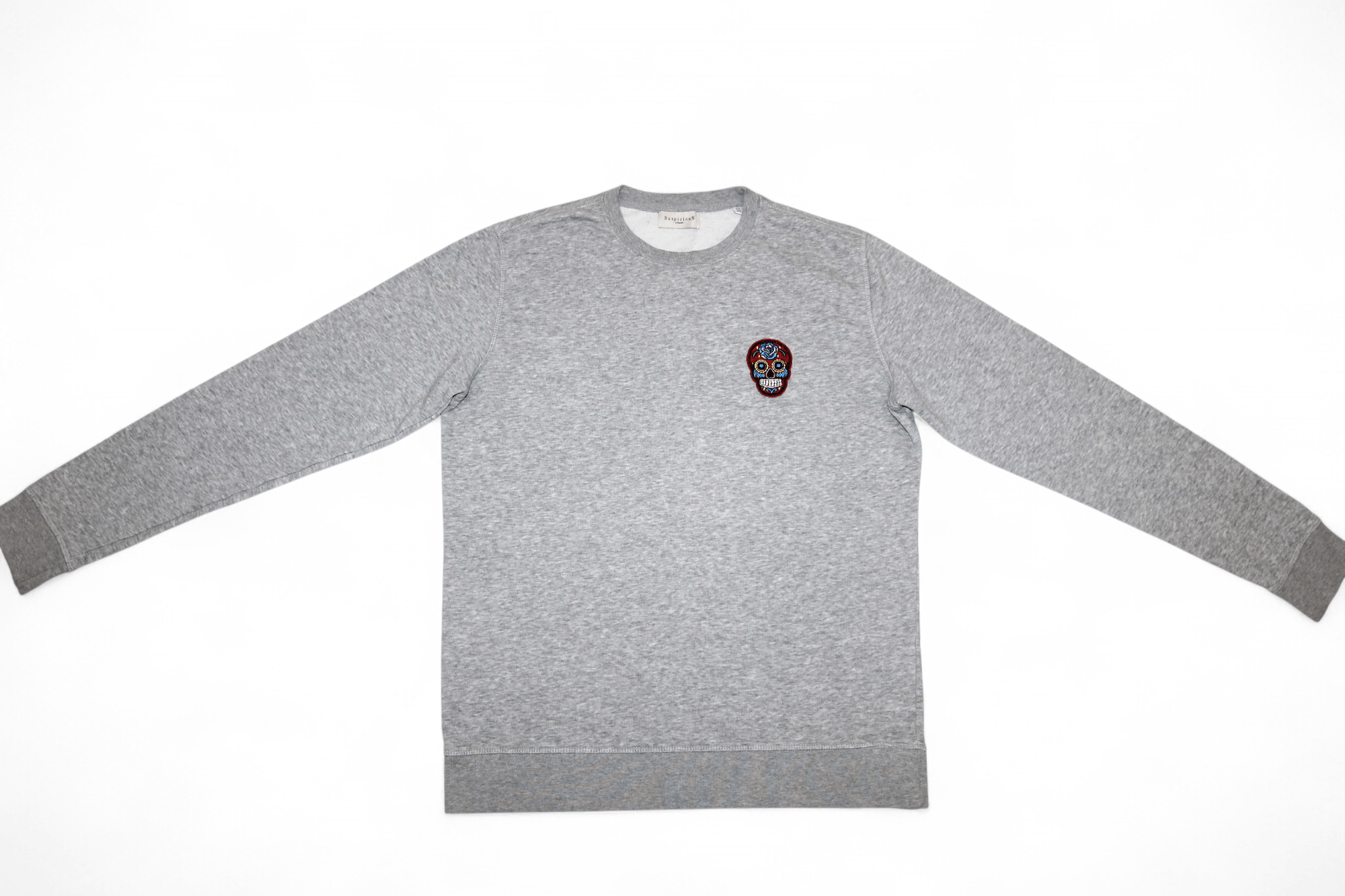 Suspicious Antwerp Skull Embroidery Crew Sweatshirt in Gray, Men's — image 2 of 6