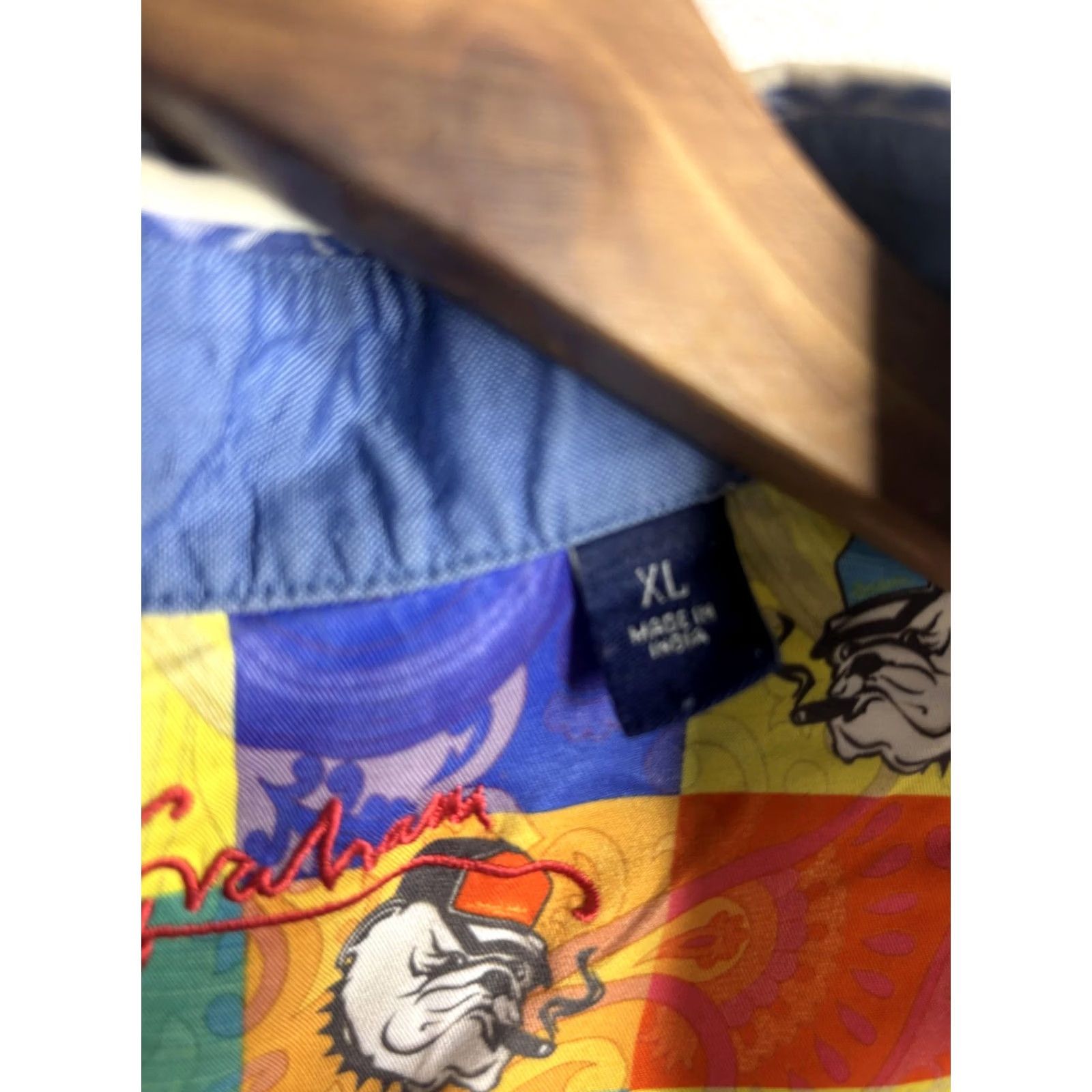 Robert Graham Robert Graham Shirt Mens XL Blue White Stripe Embroidered Bulldog Size US XL / EU 56 / 4 - 5 Thumbnail