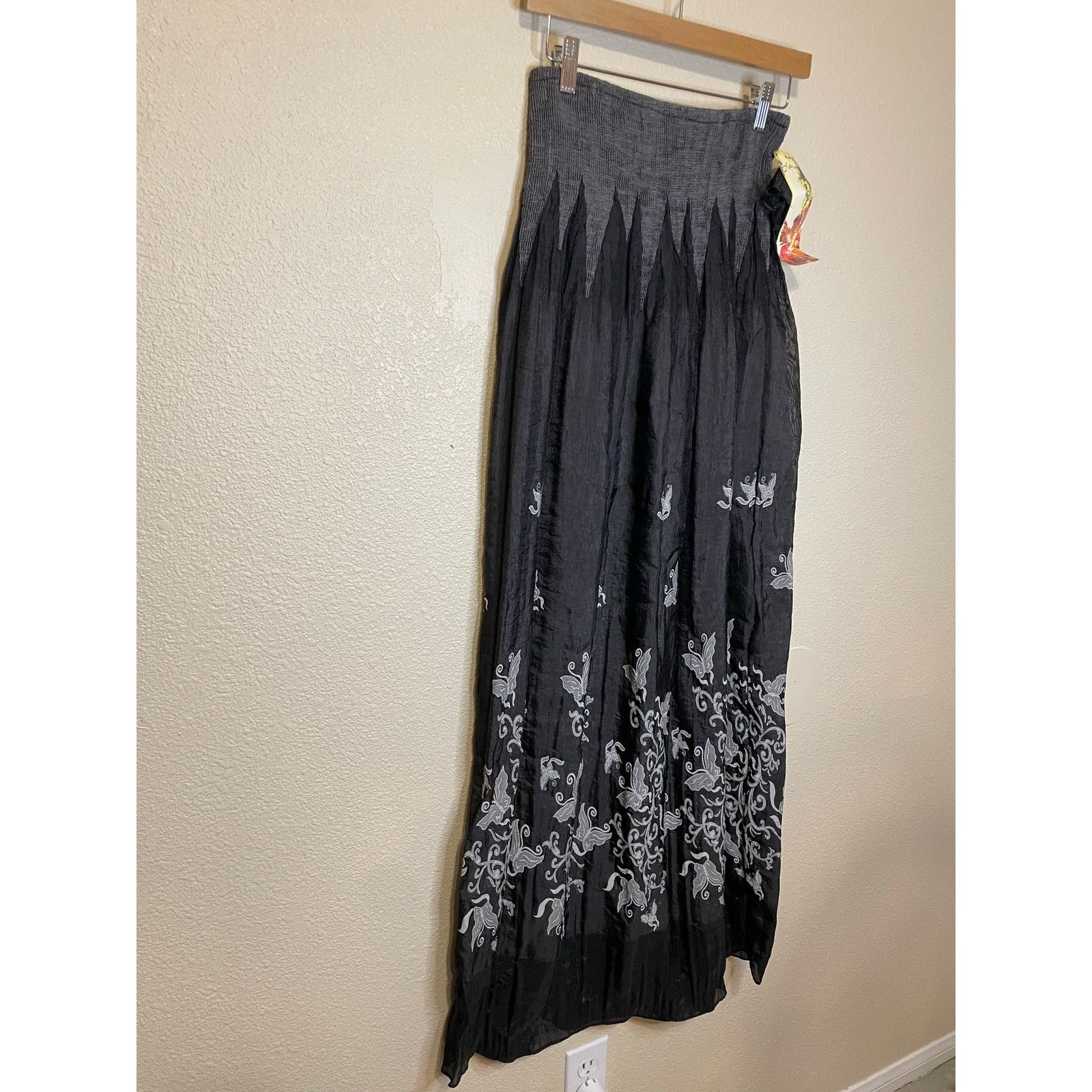 Other NWT Lapis Boho Black Floral Butterfly Midi Dress/ Skirt OS Size ONE SIZE - 9 Thumbnail