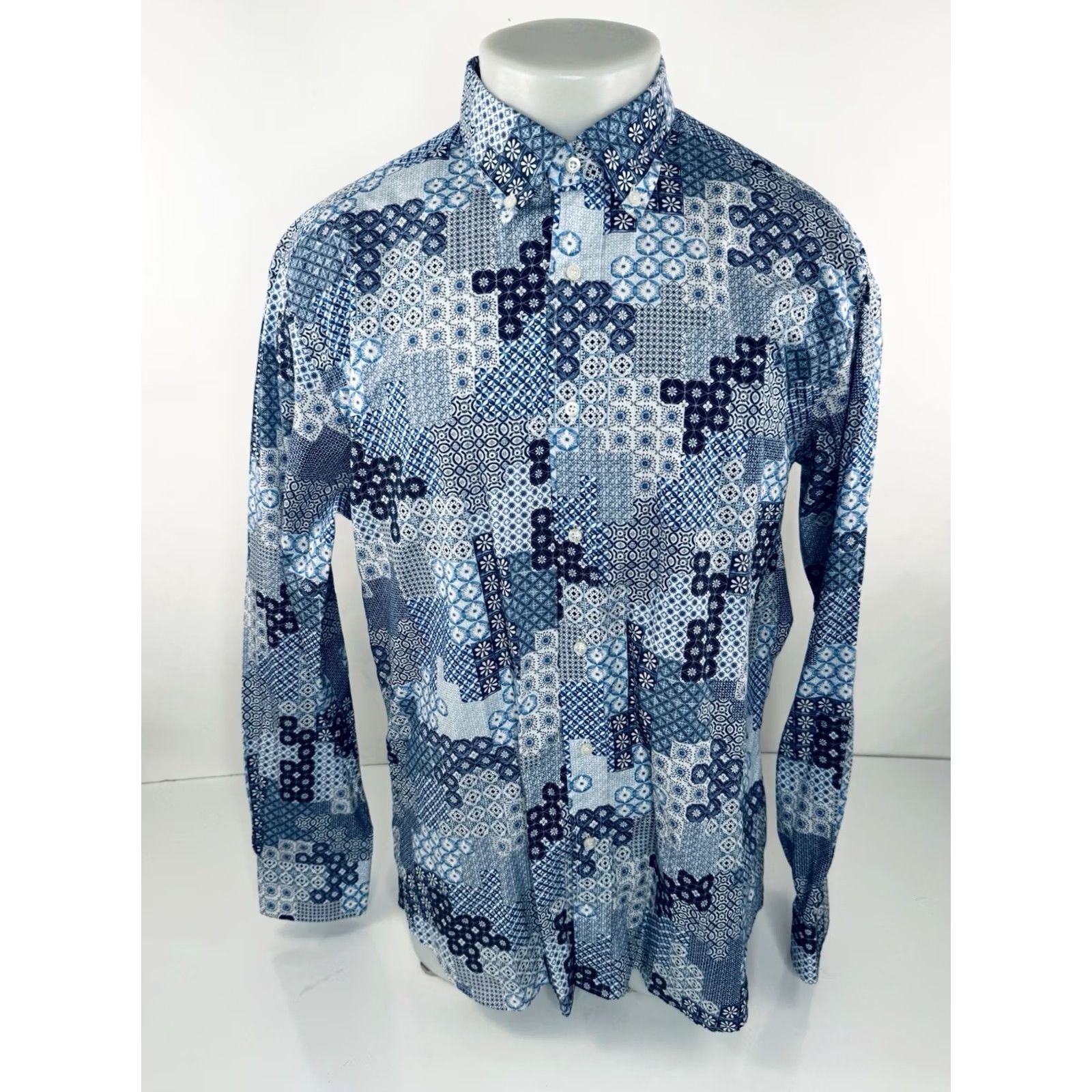 Vintage MIRTO Madrid Spain 1956 Classic Line PAISLEY FLORAL XL Shirt - EXCELLENT Men Button-Up Long Sleeve Blue Floral Vintage EI Size US XL / EU 56 / 4 - 2 Thumbnail