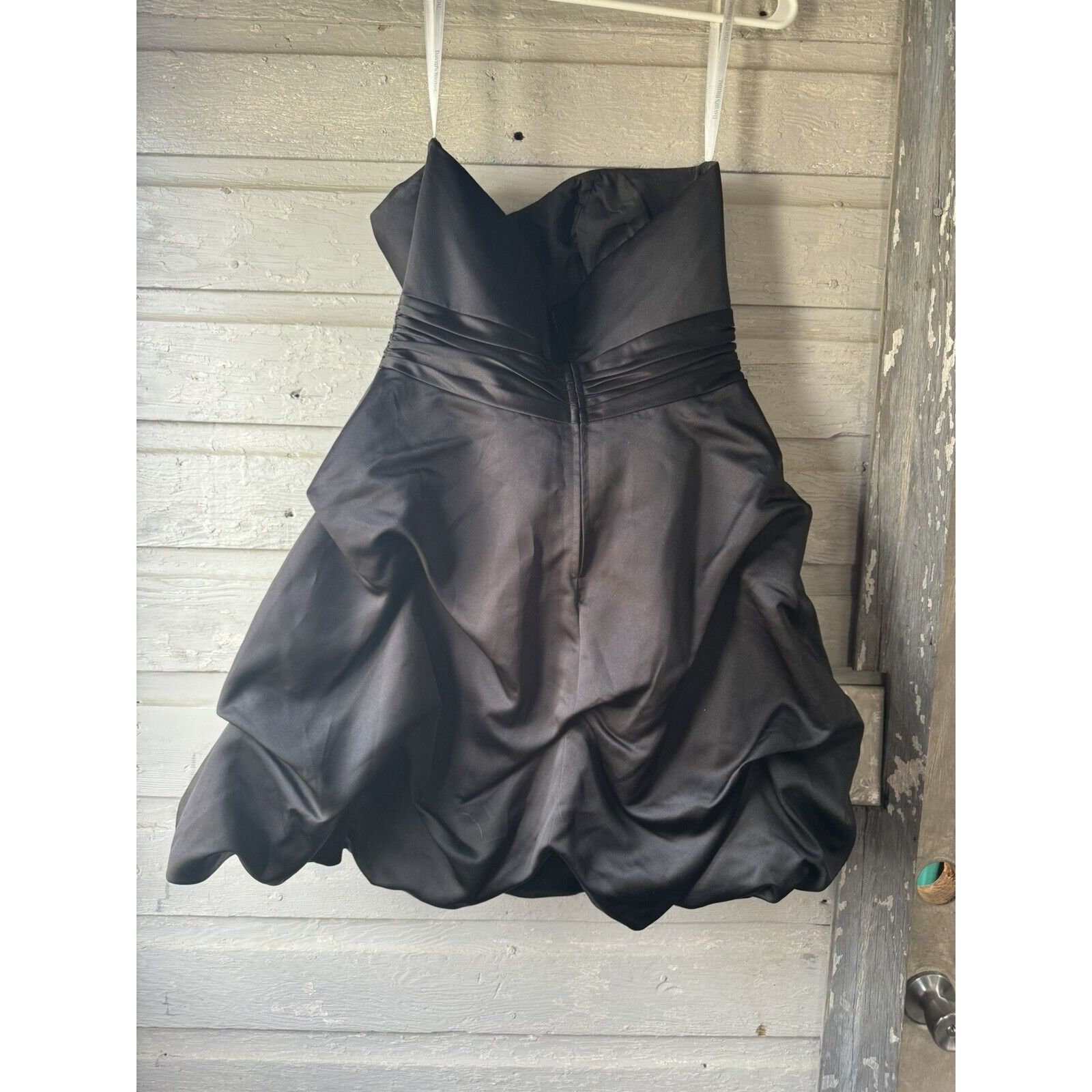 Other David’s Bridal Style 84091 Black Bubble Tack Satin Strapless Size L / US 10 / IT 46 - 4 Thumbnail