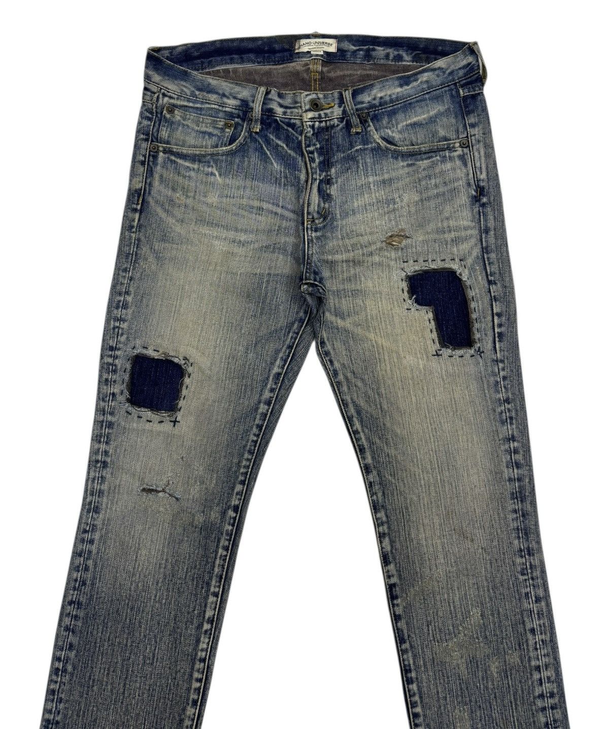 NANO universe × Number (N)ine Nano Universe Boro Patchwork Mud Wash Distressed Denim Jean Size US 33 - 3 Thumbnail