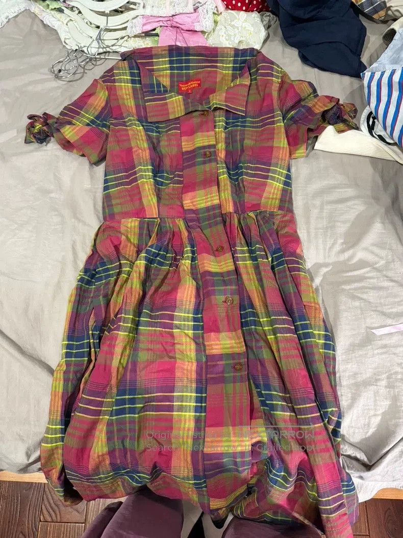 Vivienne Westwood Vivienne Westwood Shoulder Tie Plaid Dress Size L / US 10 / IT 46 - 1 Thumbnail