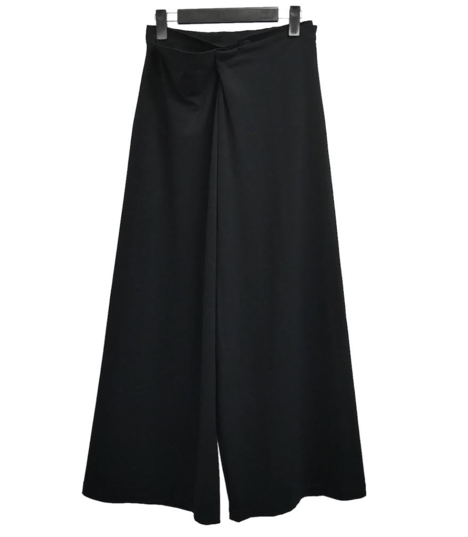 image of Yohji Yamamoto Femme - Cotton Wrap Wide-Leg Pants in Black, Women's (Size 24)