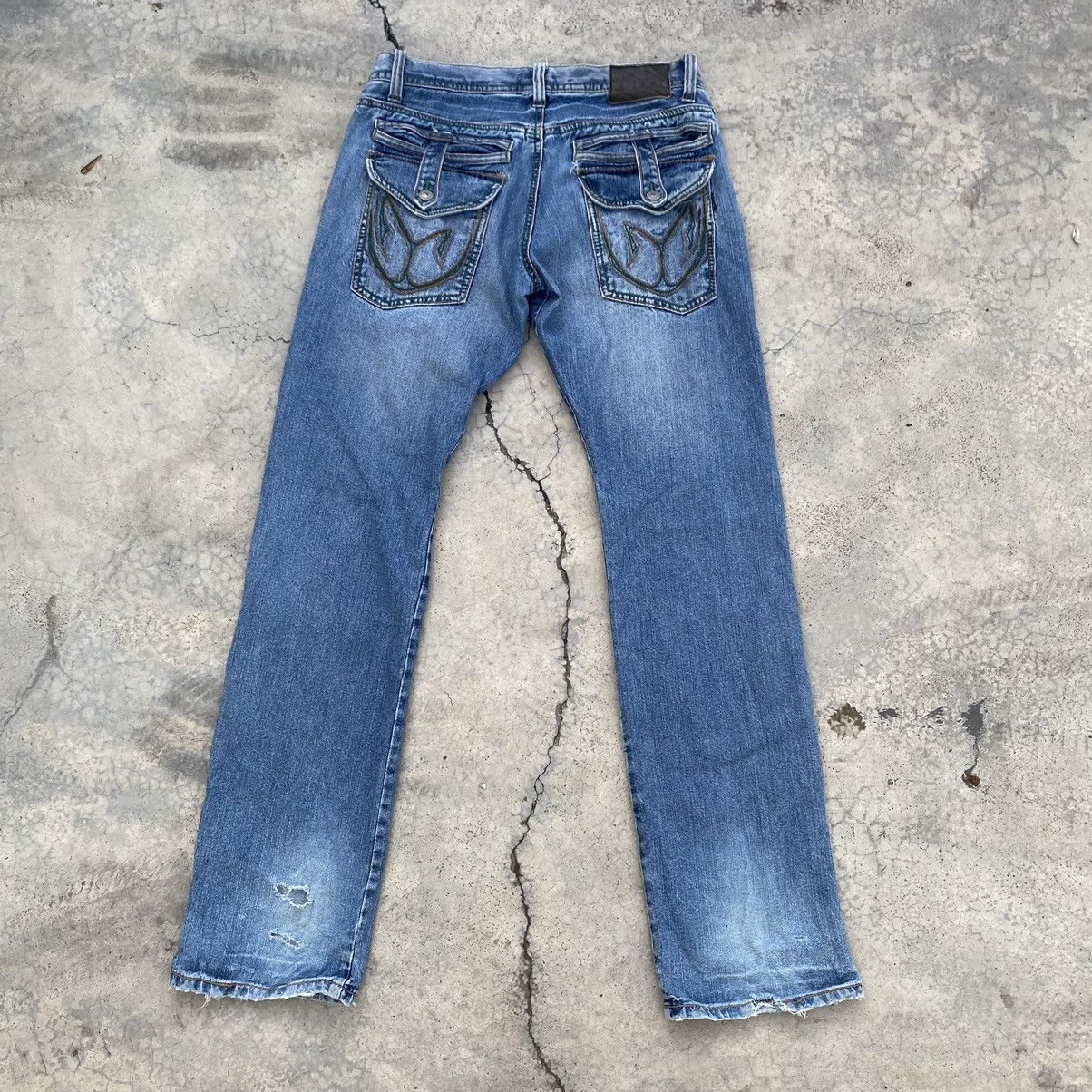Japanese Brand Morgan Homme Y2K Archive Distressed Buttoned Denim Jeans Size 34" / US 12 / IT 48 - 2 Thumbnail
