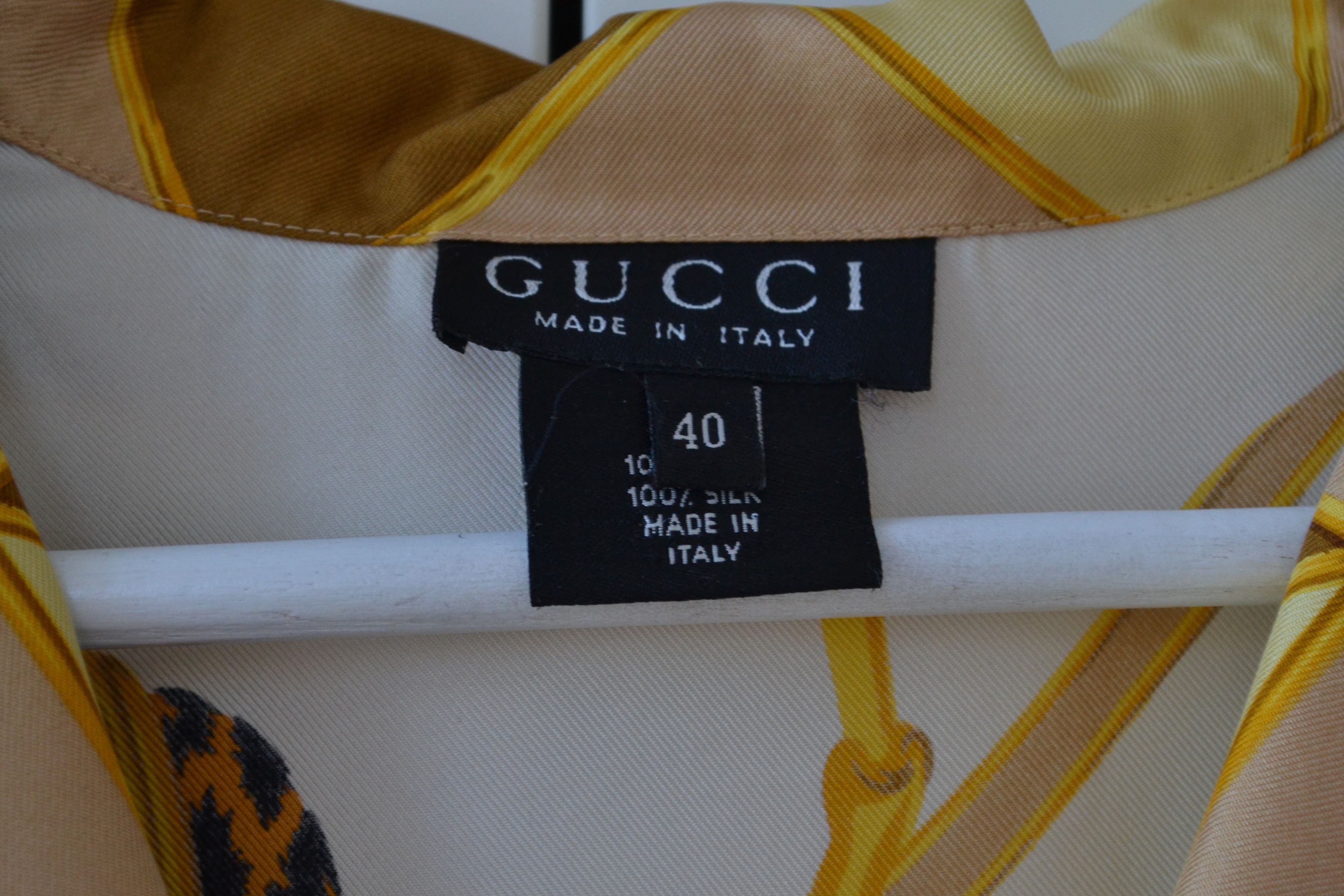 Gucci GUCCI Shirt Long Sleeve Chain Printed 1993 Silk Vintage Size S / US 4 / IT 40 - 7 Thumbnail