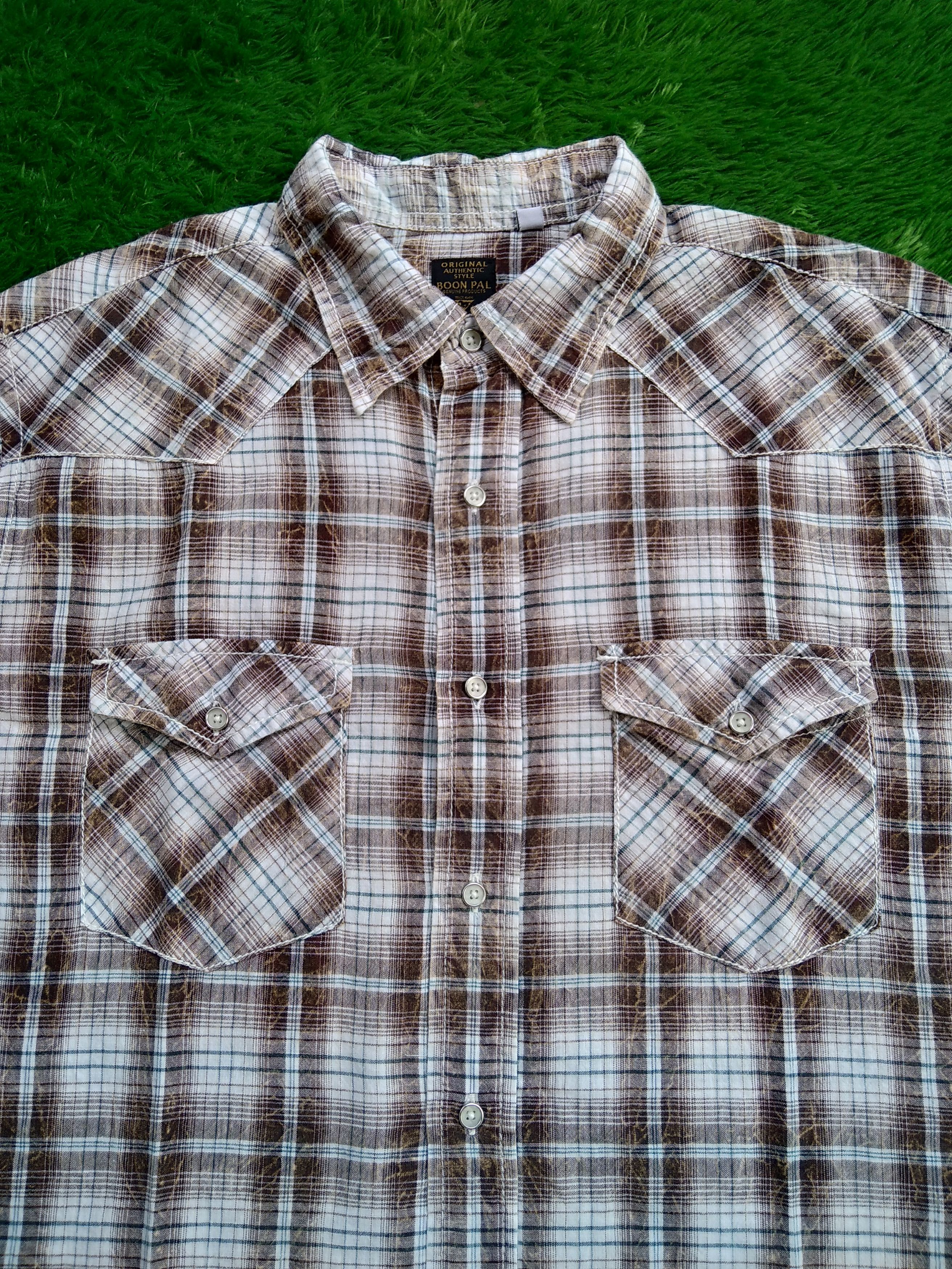 14th Addiction × If Six Was Nine × Vintage VTG 90s Boonpal Western Plaid Flannel Strom Fadded Shirt Size US L / EU 52-54 / 3 - 3 Thumbnail