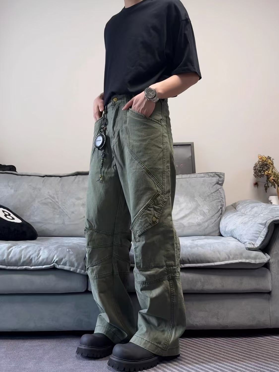 Japanese Brand × Vintage Army Green Canvas Workwear Casual Pants Size US 34 / EU 50 - 1 Thumbnail