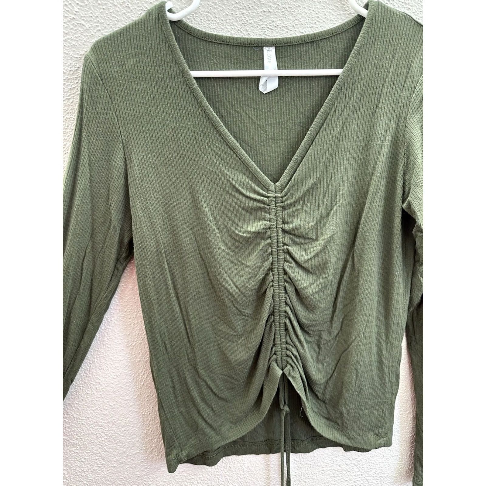 Vintage Love Charm Womens Shirt Green Ribbed Long Sleeve Button-Up V-Neck XL Size L / US 10 / IT 46 - 3 Thumbnail