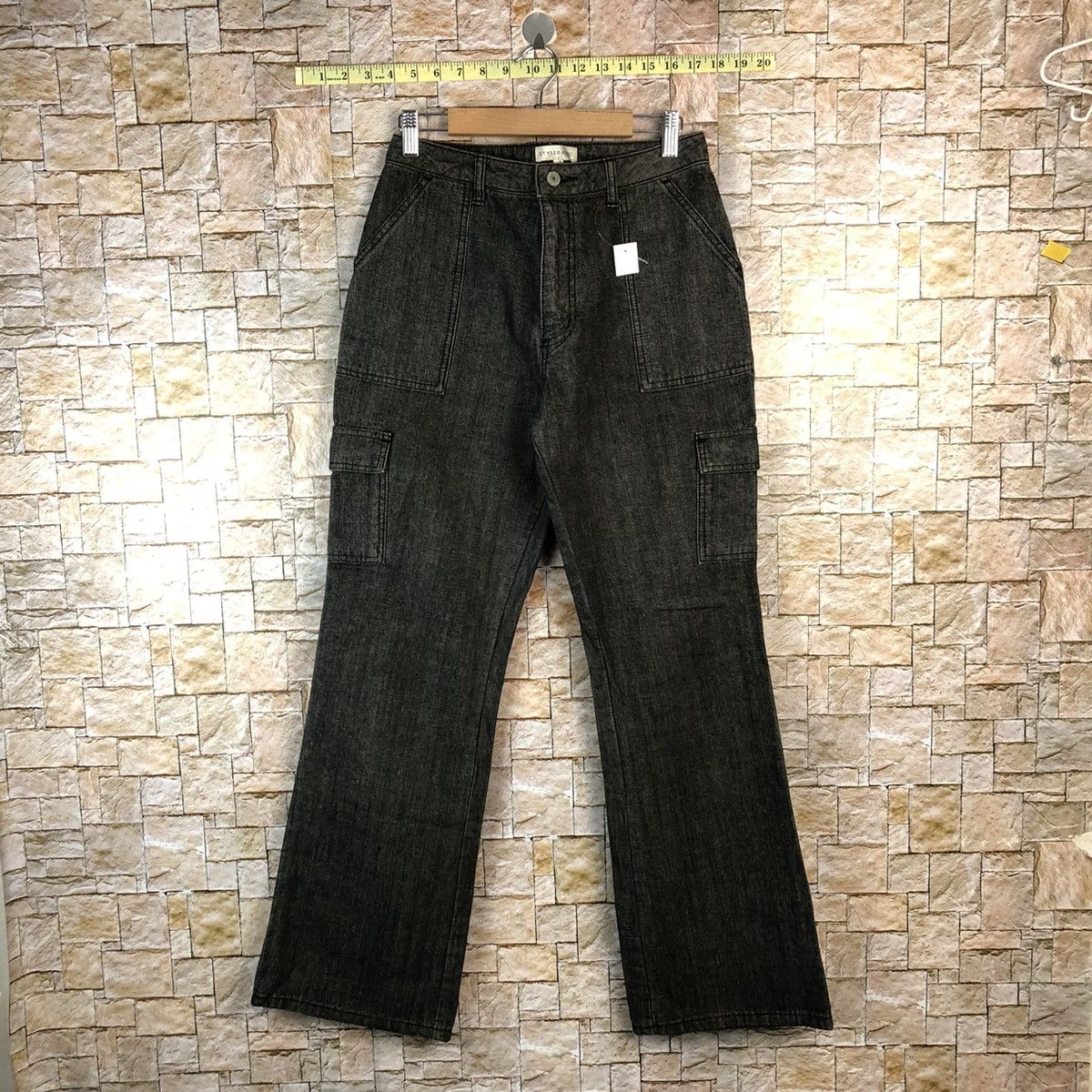 Style Basic Black vintage Cargo casual Pants #A1141